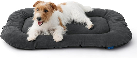 Bedsure Washable Dog Crate Pad for Medium Dogs, Anti-Slip Puppy Kennel Dog Bed for Crate - Ultra Soft Fleece Flat Thin Pet Mat (Not Chew Proof), Grey 29"x21"