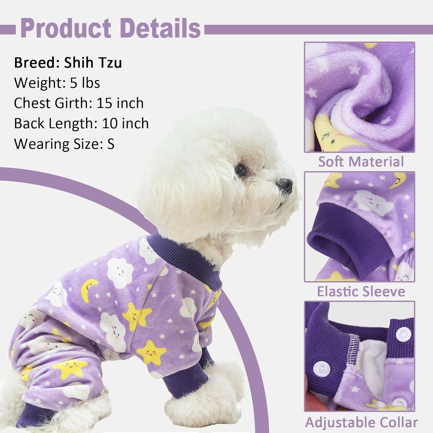 BEAUTYZOO Dog Pajamas Large Sized Dog, Summer Doggie Pajamas for Boy Girl, Soft Strechy Cotton Puppy Pjs Jammies Onesies for Men Women, Pet Jumpsuit Body Suit Cat Apparel Clothes, Purple L