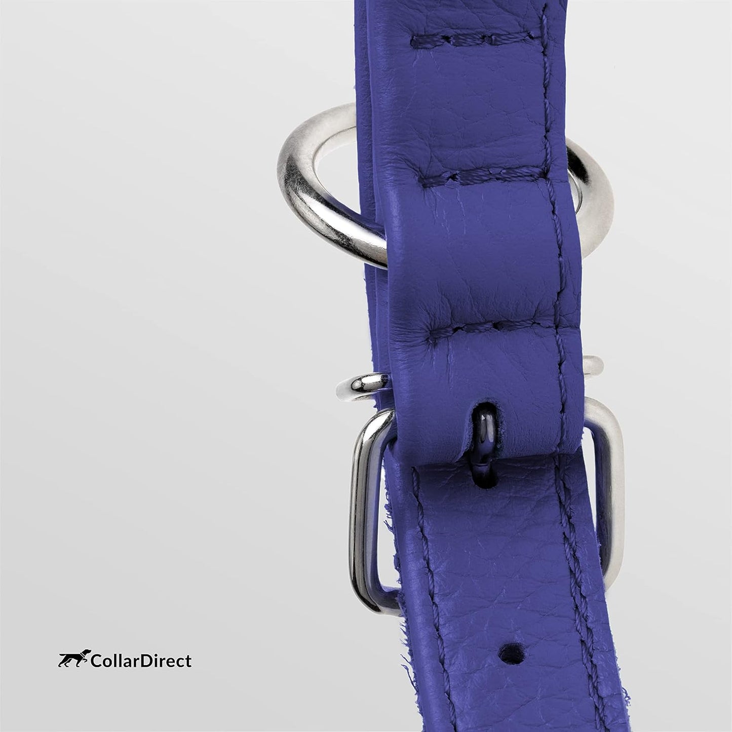 CollarDirect Rolled Leather Dog Collar, Soft Padded Round Puppy Collar, Handmade Genuine Leather Collar Dog Small Large Cat Collars 13 Colors (11-14 Inch, Purple Textured)