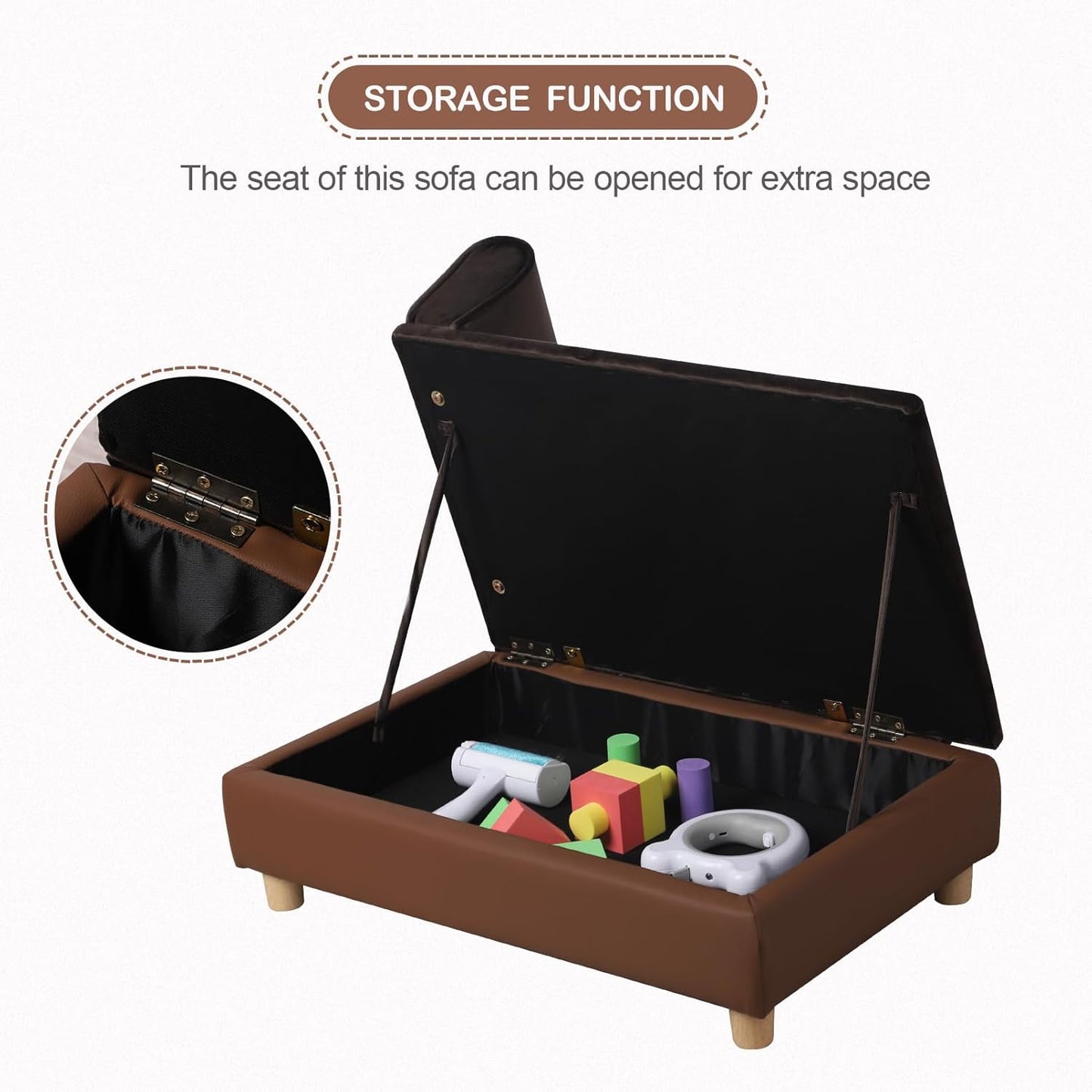 Pet Bed Sofa, Puppy Bed with Storage, Small Dog Couch with Removable & Washable Cushion, Comfy Pet Couch Bed for Cats & Puppy (Brown)