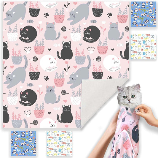 31.5" Cat Wrap for Grooming-Premium Cat Grooming Wrap Cat Restraint for Nail Clipping, Self-Adherent Soft Cat Blanket to Wrap Cat Anti-Scratch Anti-Escape Grooming Bag (Pink, XXL)