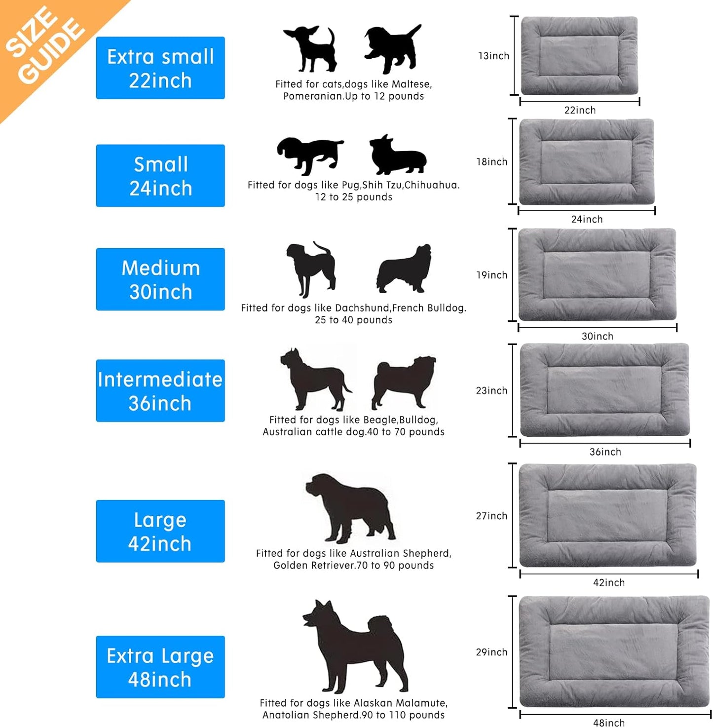 VERZEY Crate Pad for Large Dogs Fit Metal,Ultra Soft Bed Washable & Anti-Slip Kennel Pad for Dogs Cozy Sleeping Mat,Gray 42inch