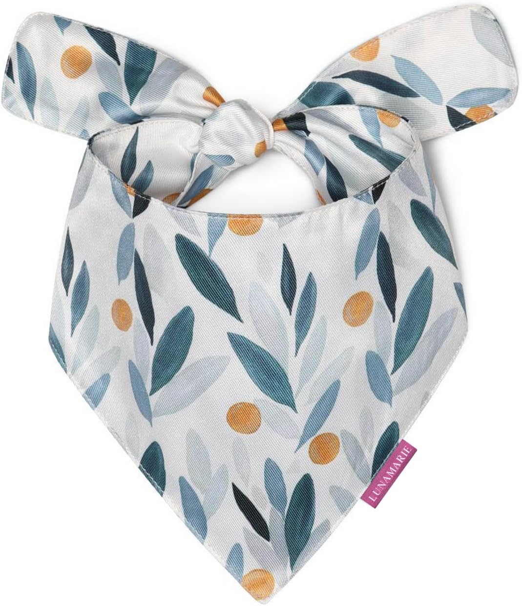 LunaMarie - Luxury Pet Birthday Bandanas -Premium & Silky Poly Fabric | 100% Handmade | Custom Shape Dual Layered (Green/Orange Floral, Large)