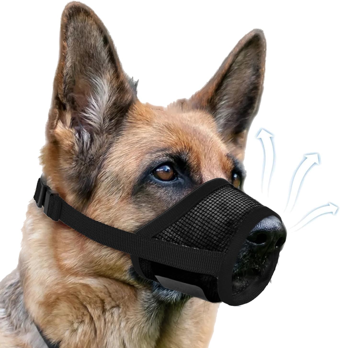 Dog Muzzle, Soft Air Mesh Muzzle for Small Medium Large Dogs Anti Biting Barking Chewing, Breathable Drinkable Adjustable Loop Pets Muzzle for German Shepherd Husky Labrador Retriever (Black,XL)