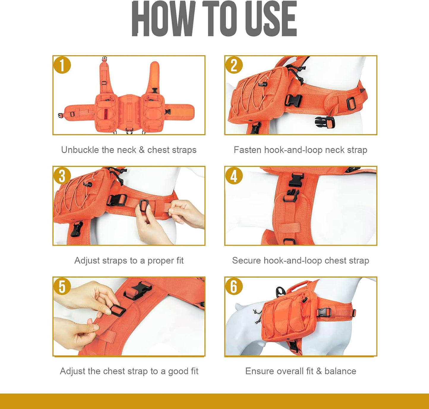 ONETIGRIS Dog Backpack MAMMOTH for Medium & Large Dogs, Nylon Backpack for Dogs Tactical Pet Backpack with Side Pockets for Hiking Walking Training Running