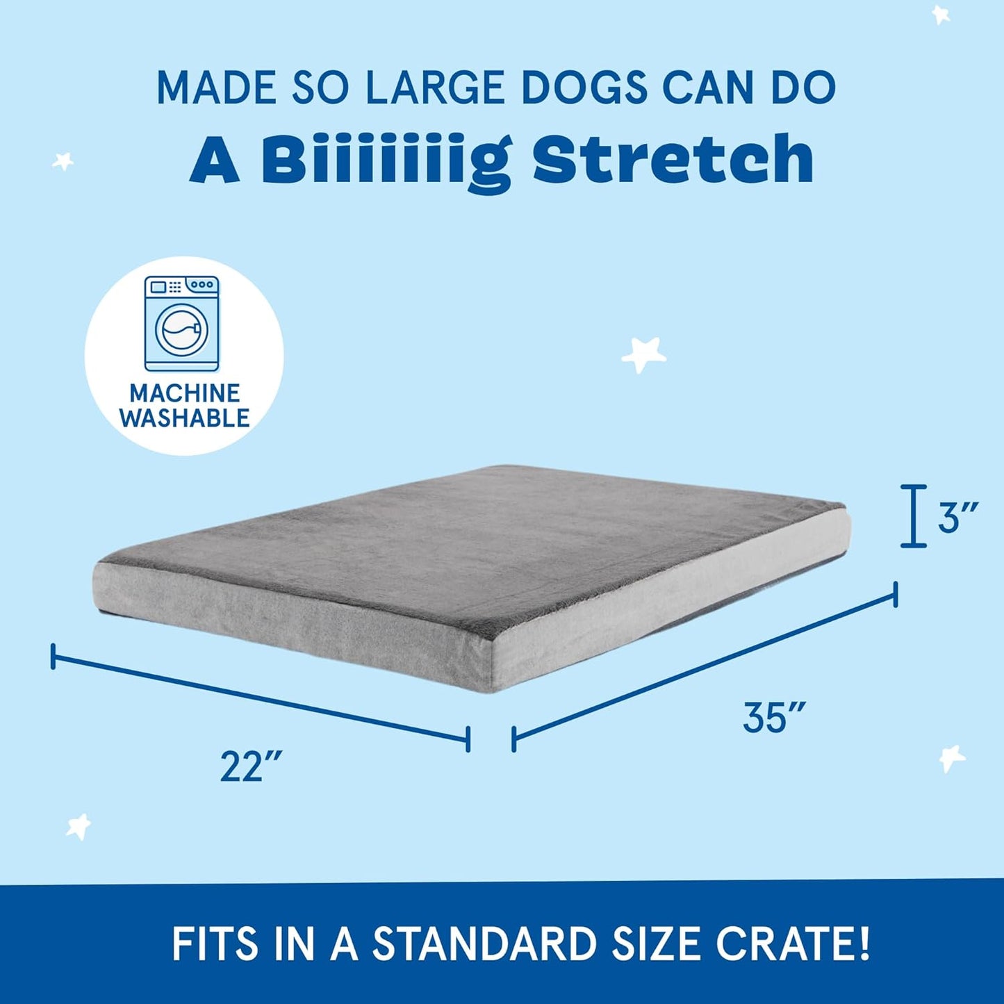 Barkbox Orthopedic Dog Bed with Memory Foam, Premium Comfort for Dogs and Puppies, Large Sized Dog Bed for Joint Relief and Restful Sleep, Durable and Easy to Clean - Grey, Large