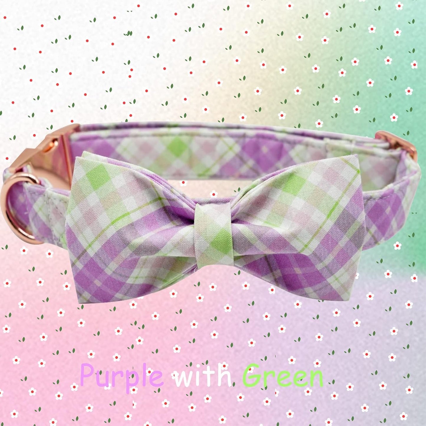 Elegant Little Tail Plaid Collar with Cute Bowtie for Small to Large Dogs
