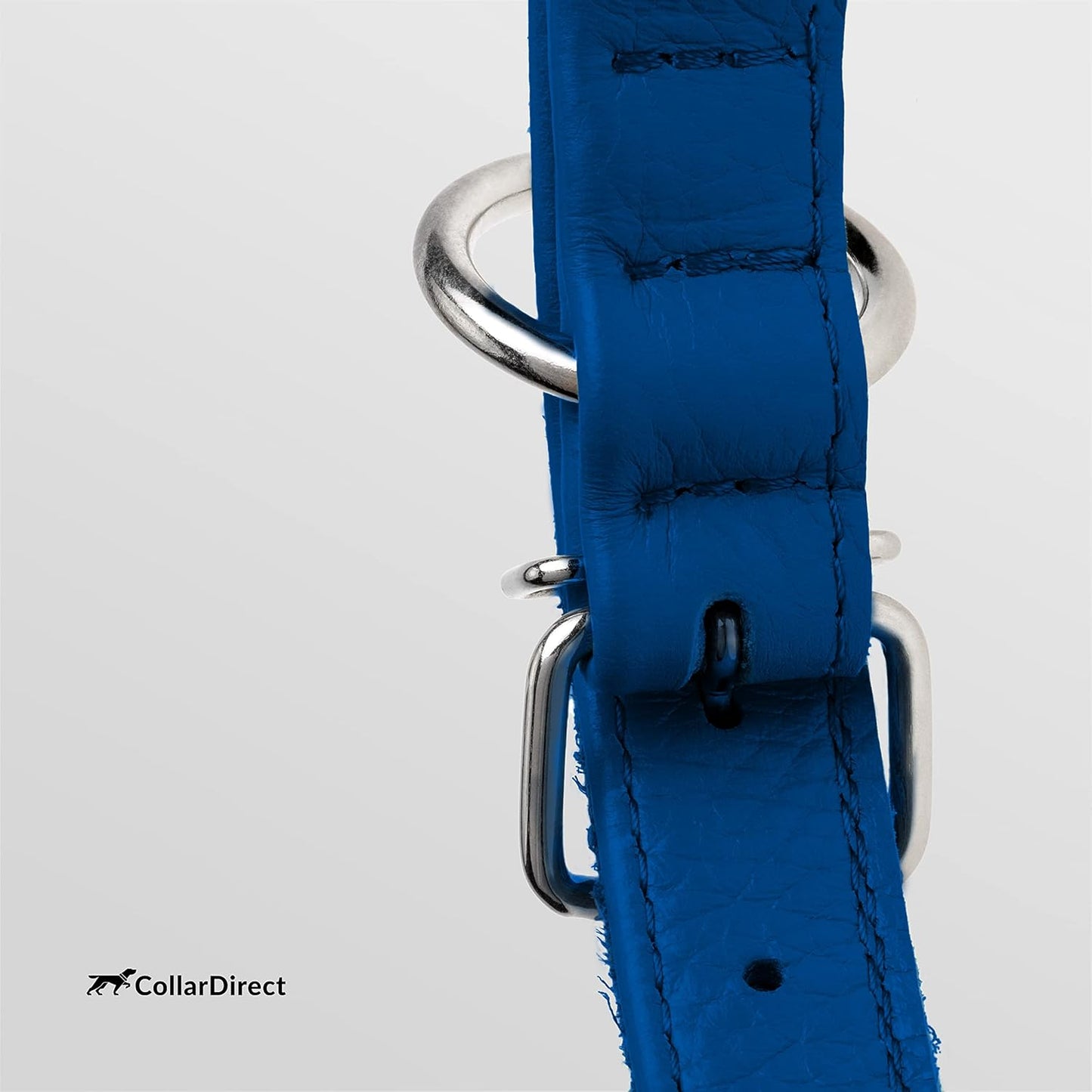 CollarDirect Rolled Leather Dog Collar, Soft Padded Round Puppy Collar, Handmade Genuine Leather Collar Dog Small Large Cat Collars 13 Colors (13-16 Inch, Deep Blue Textured)