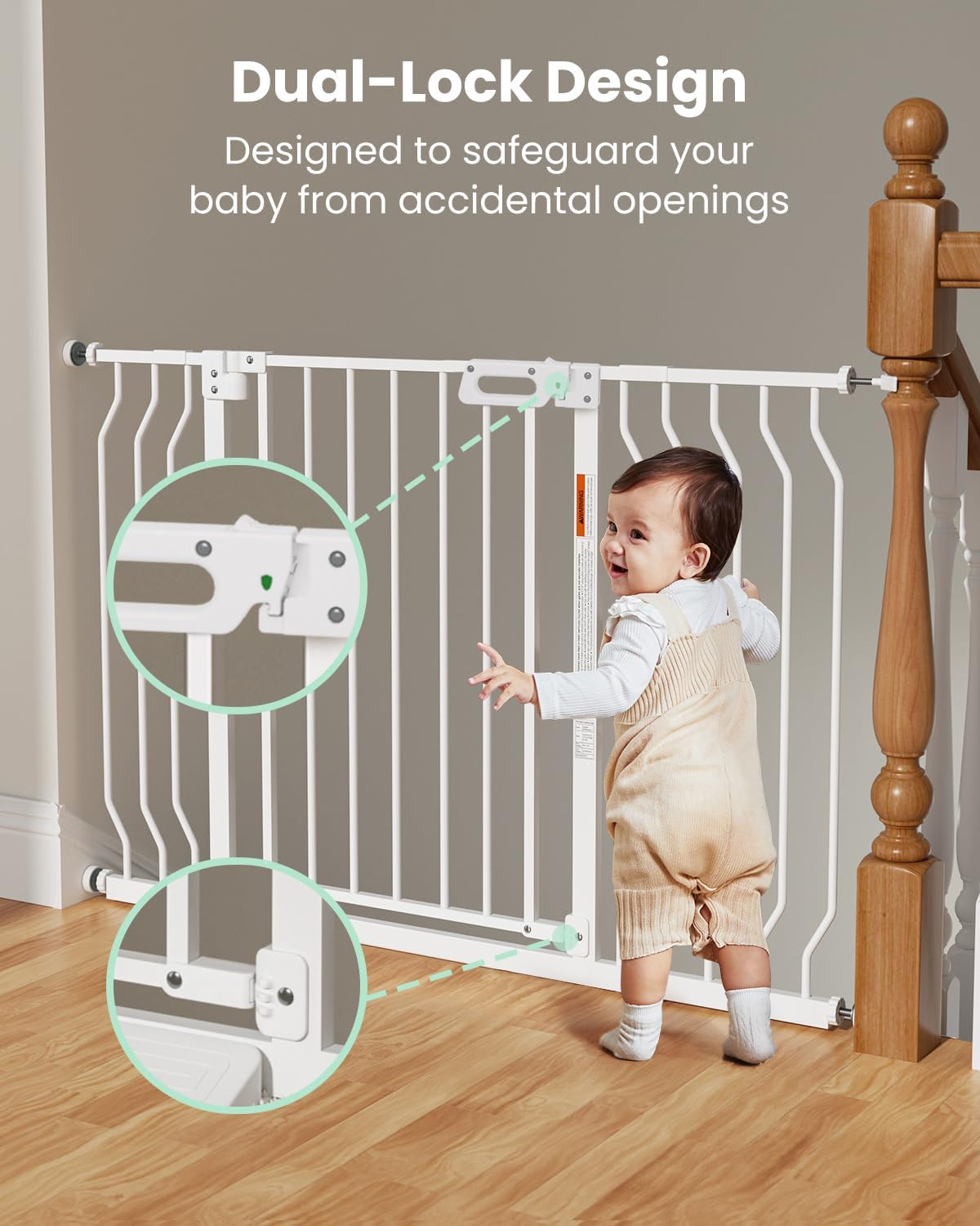 Mom's Choice-GROWNSY Baby Gate for Stairs, 29"-43" Pressure Mounted Pet Gate for Doorways-Auto Close Dog Gate for The House-Easy Installation & Walk Thru Wide Safety Gate