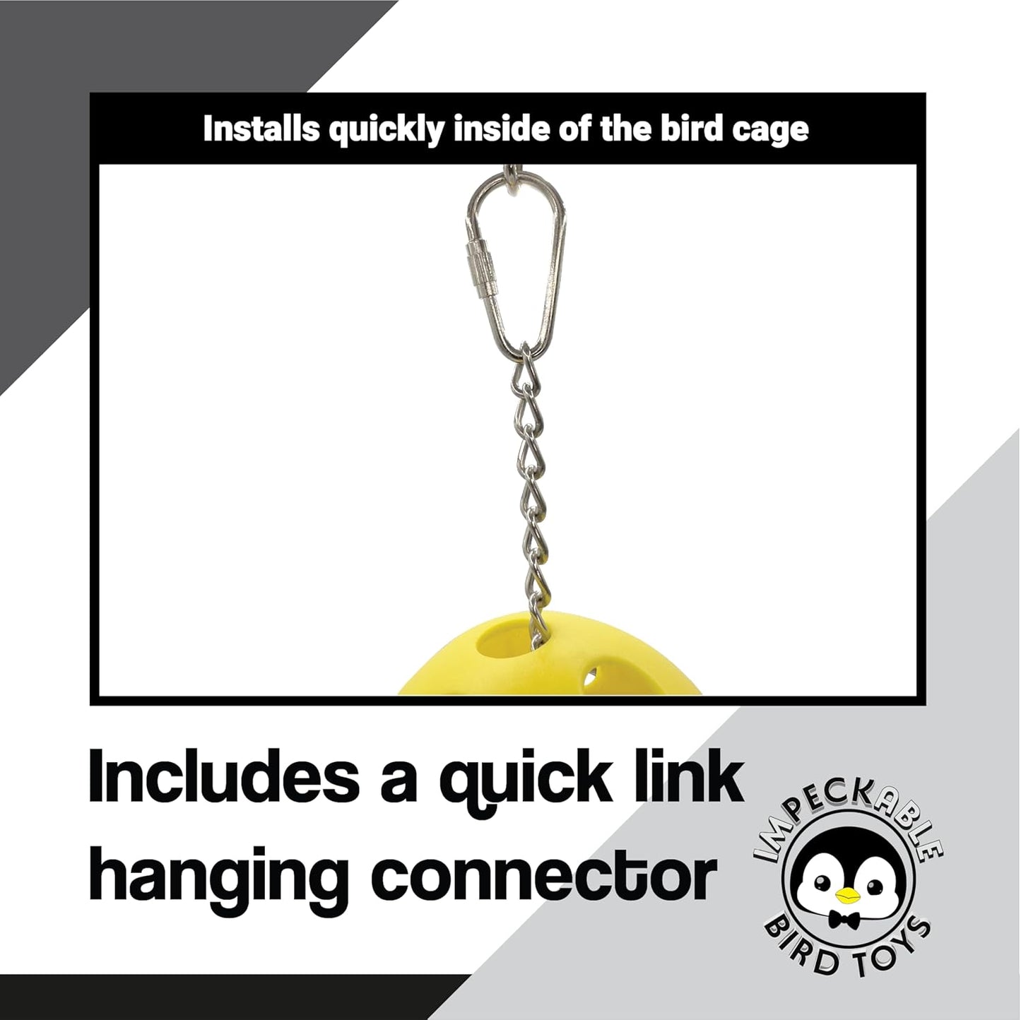 1938 Pacifier Ringer with Acrylic Ring, Pacifiers and Bell – Handcrafted by Impeckable Bird Toys – Great for Conures, African Greys, Amazons and Other Medium Birds