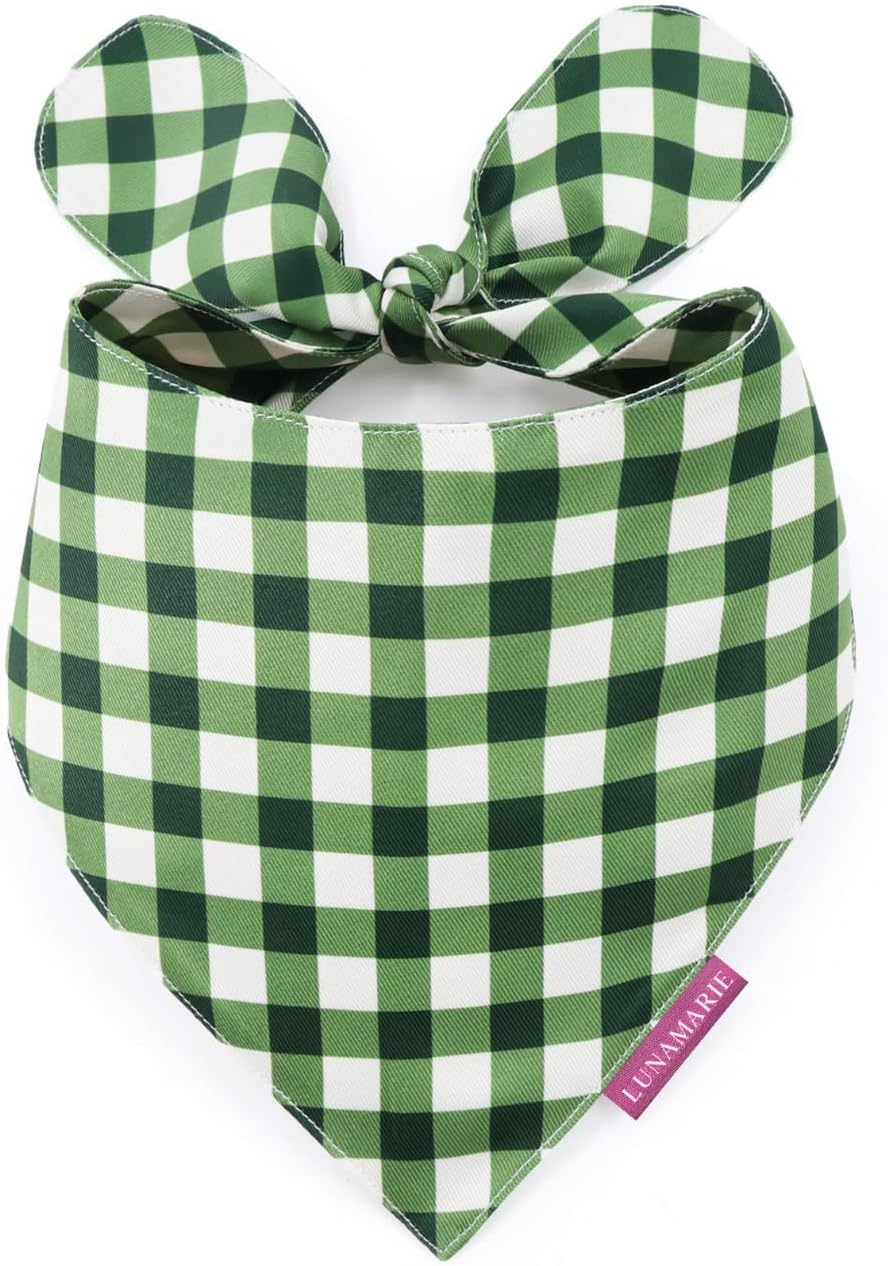 LunaMarie - Luxury Pet Birthday Bandanas -Premium & Silky Poly Fabric | 100% Handmade | Custom Shape Dual Layered (Olive, X-Small)