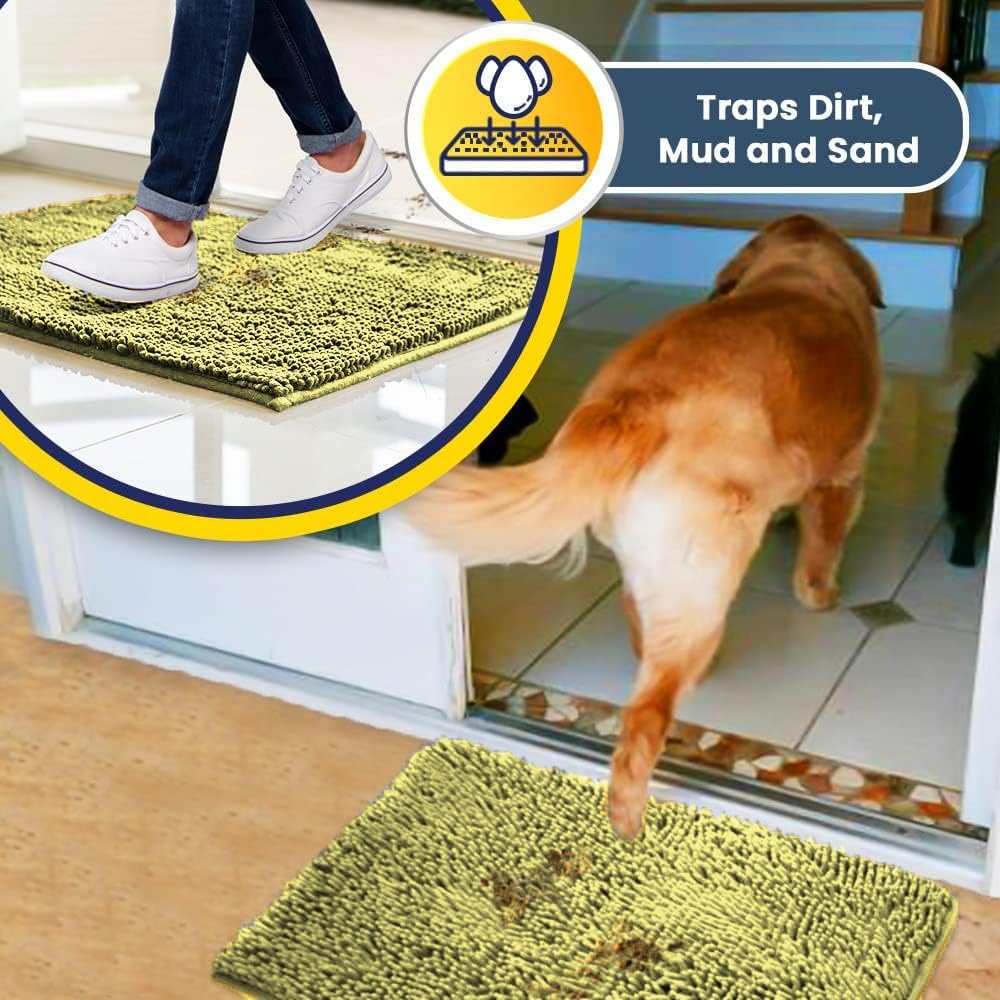 Muddy Mat® Original Dog Door Mat for Muddy Paws, Super Absorbent Microfiber, Non-Slip Washable Pet Rug, Quick Dry Chenille Entryway Carpet, Machine Washable Indoor Outdoor mat, Yellow 24"x35"