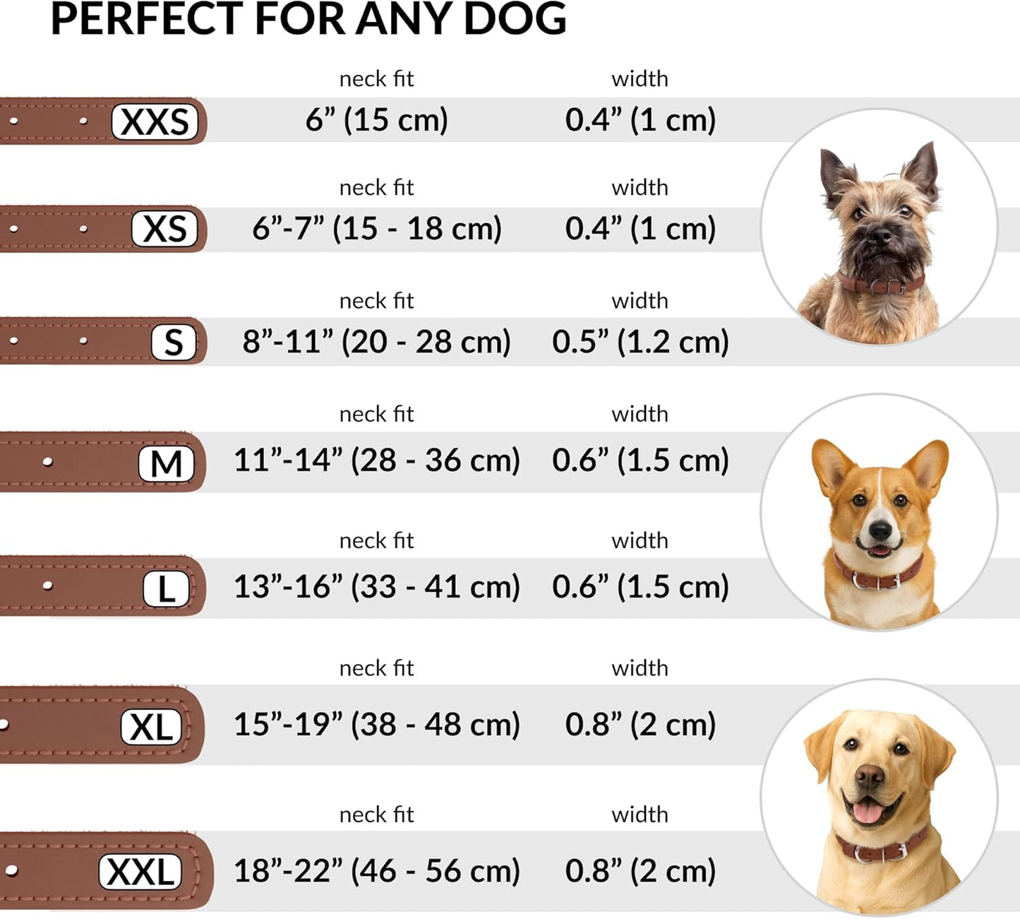 CollarDirect Rolled Leather Dog Collar, Soft Padded Round Puppy Collar, Handmade Genuine Leather Collar Dog Small Large Cat Collars 13 Colors (15-19 Inch, Cinnamon Textured)