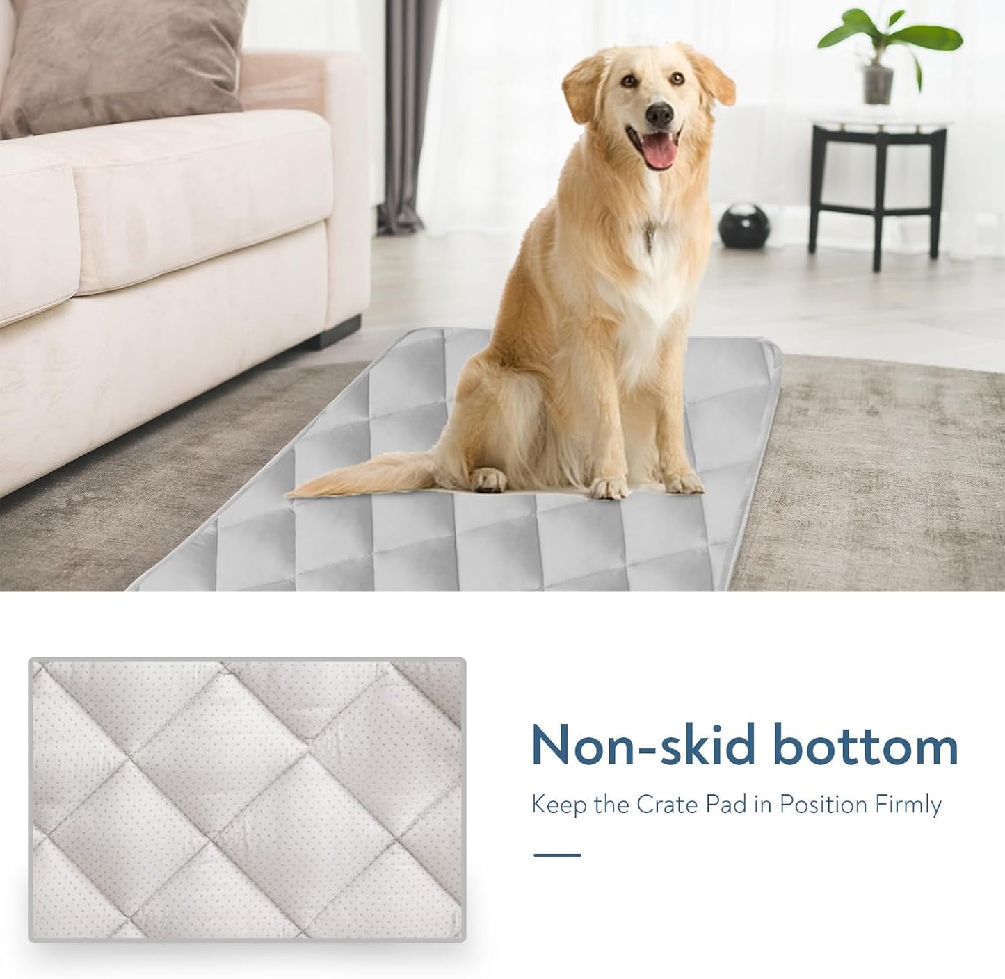 Magik & Kover Dog Crate Pad 2 Pack (42" x 28"), Soft Dog Crate Mat with Anti-Slip Bottom, Machine Washable Kennel Pad, Fits 42 Inch, Grey