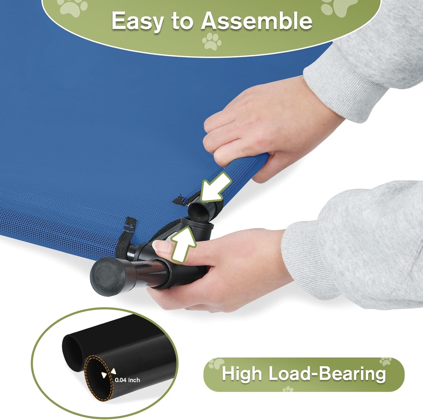 Elevated Dog Bed 42 Inch - Breathable Raised Pet Bed for Large Dogs, Waterproof Dog Cot Bed Easy to Assemble, Durable Portable Pet Cot with Non-Slip Feet, Blue