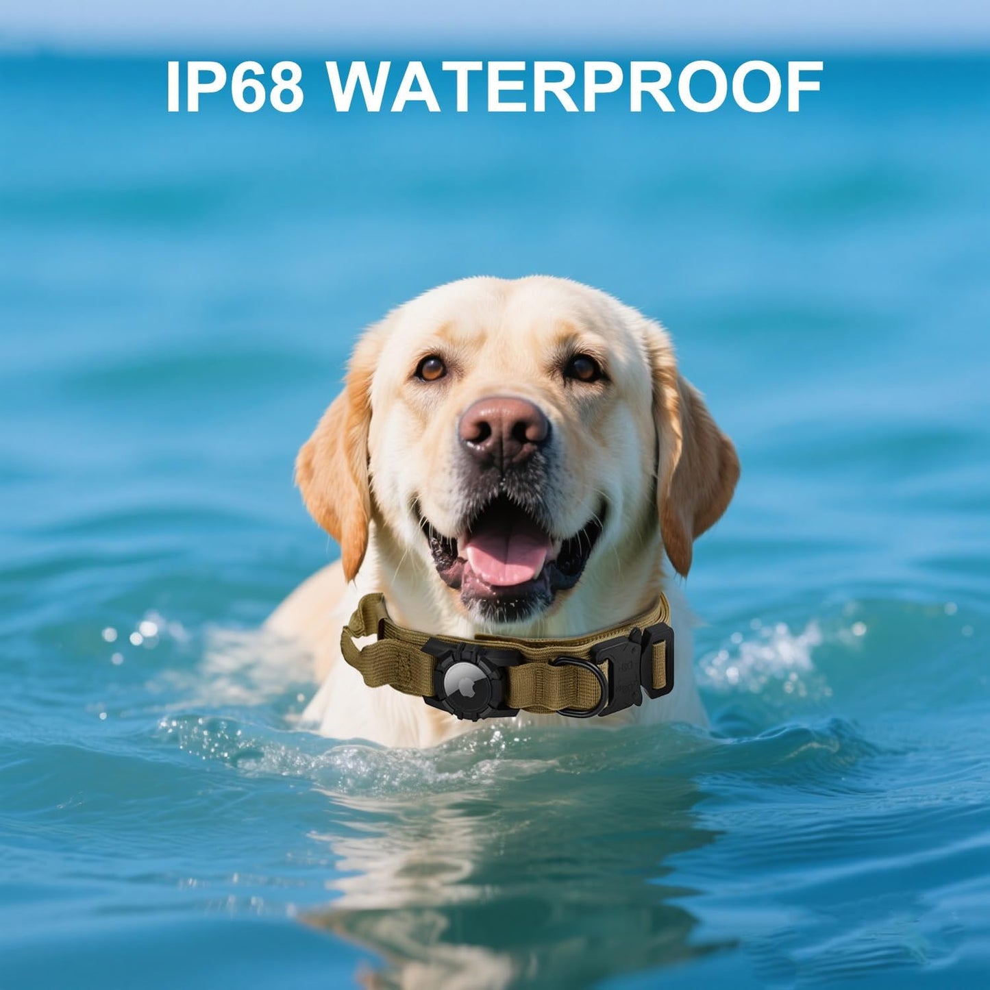 Tactical AirTag Dog Collar Leash Set - Heavy Duty, Adjustable GPS Collar Compatible with Apple AirTag, with Holder & Control Handle for Medium/Large Dogs [ Brown, L ]