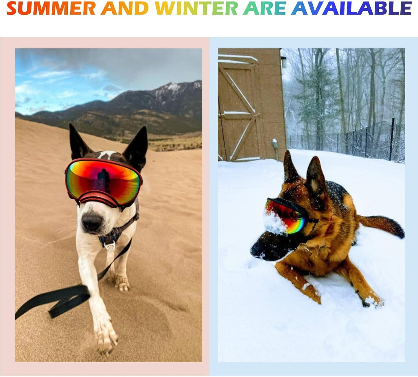 Large Dog Sunglasses with Adjustable Strap UV Protection, Winproof Dog Puppy Sunglasses, Suitable for Medium-Large Dog Pet Glasses, Dogs Eyes Protection，Soft Dog Goggles