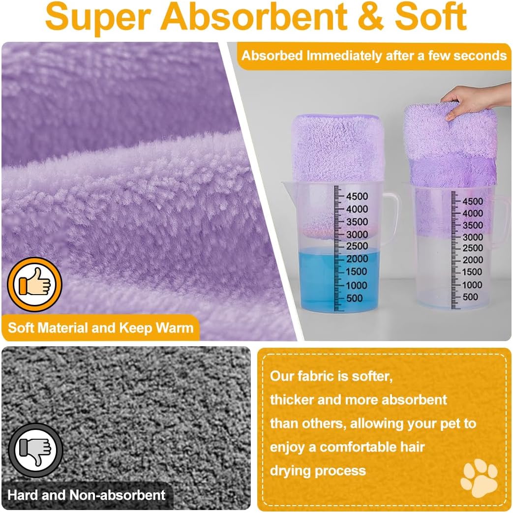 Medium to Large Size Dog Bathrobe, Quick Drying Super Absorbent Used for After Bathing, Warm Dog Towels, Adjustable Hoodies and Belts for Pet Dogs Bath Clothes Products(Purple, 4XL)