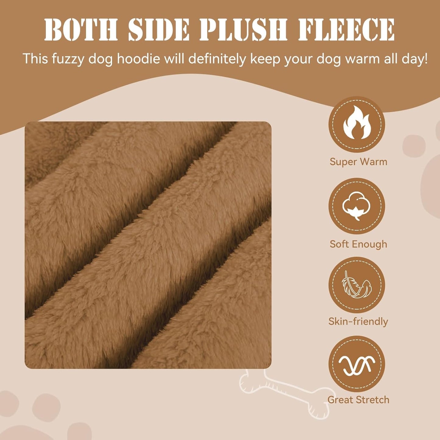 Fuzzy Dog Sweaters for Large Dogs Pet Hoodie Clothes Warm Soft Pet Coats Hooded Sweatshirt Dog Sweaters for Extra Large Dogs(Coffee-XL)