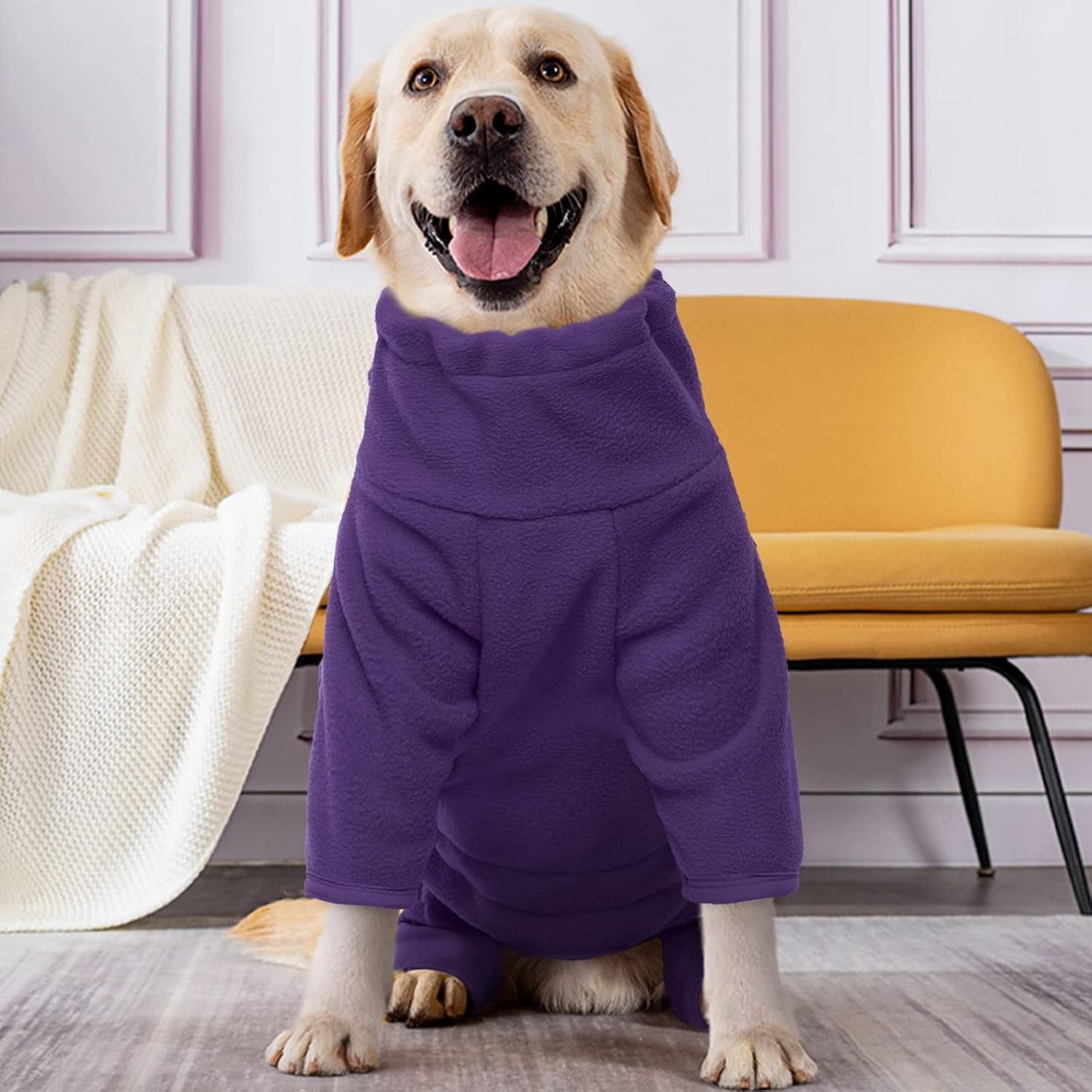 ROZKITCH Purple Dog Coat Pajamas, Pet Windproof Warm Cold Weather Jacket Vest Cozy Jumpsuit Apparel Outfit Clothes for Small Medium Large Dog Walking Sleep Purple 3XL