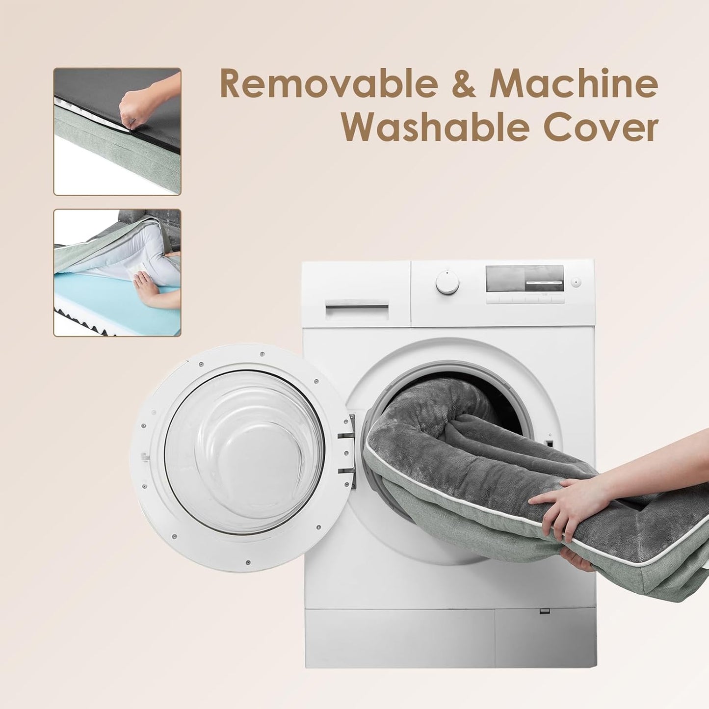 EHEYCIGA Orthopedic Dog Bed for Medium Dogs, Waterproof Memory Foam Medium Dog Beds with Sides, Non-Slip Bottom and Egg-Crate Foam Pet Couch Bed with Washable Removable Cover, Greyish Green