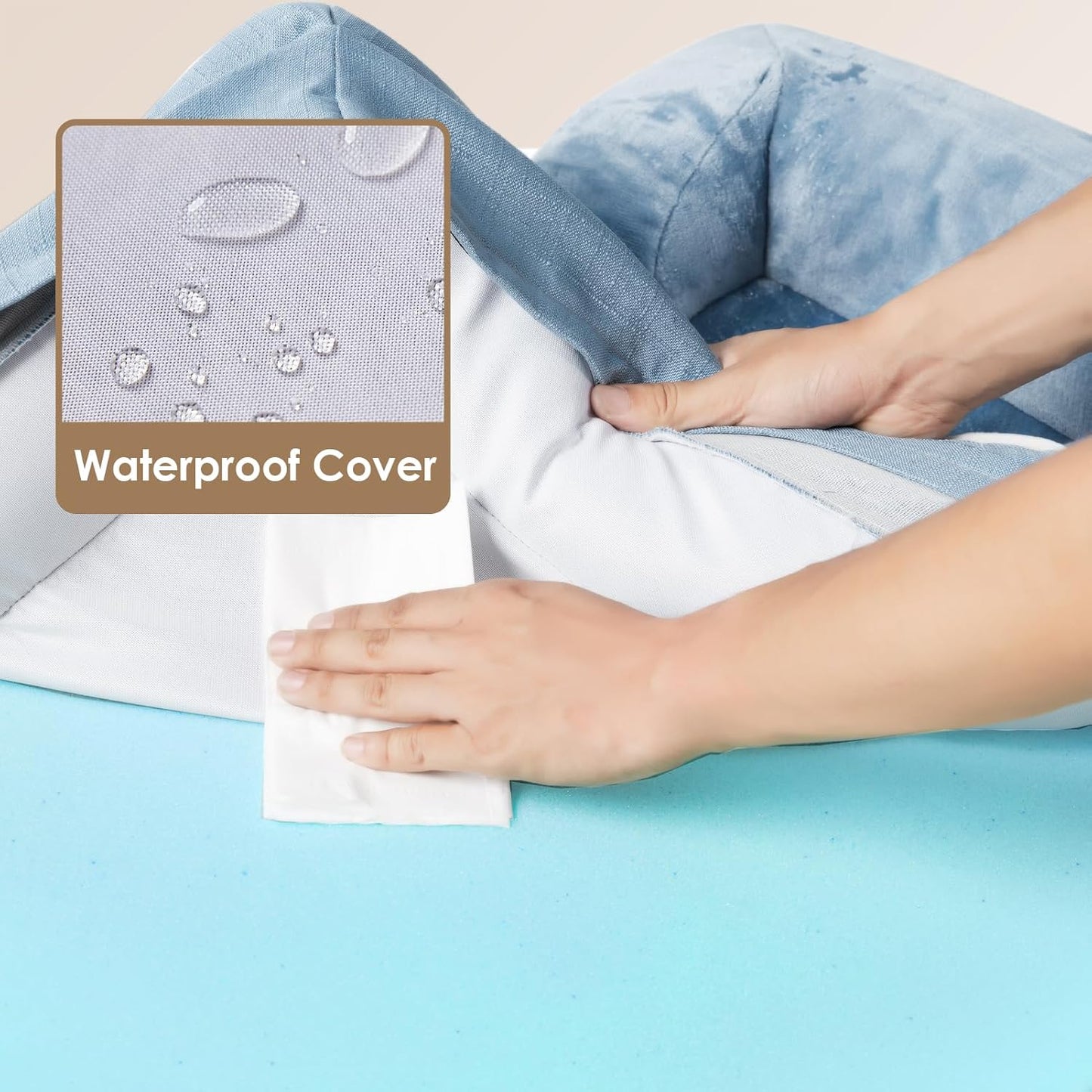 EHEYCIGA Orthopedic Dog Beds for Extra Large Dogs, Waterproof Memory Foam XL Dog Bed with Sides, Non-Slip Bottom and Egg-Crate Foam Big Pet Bed with Washable Removable Cover, Washed Blue