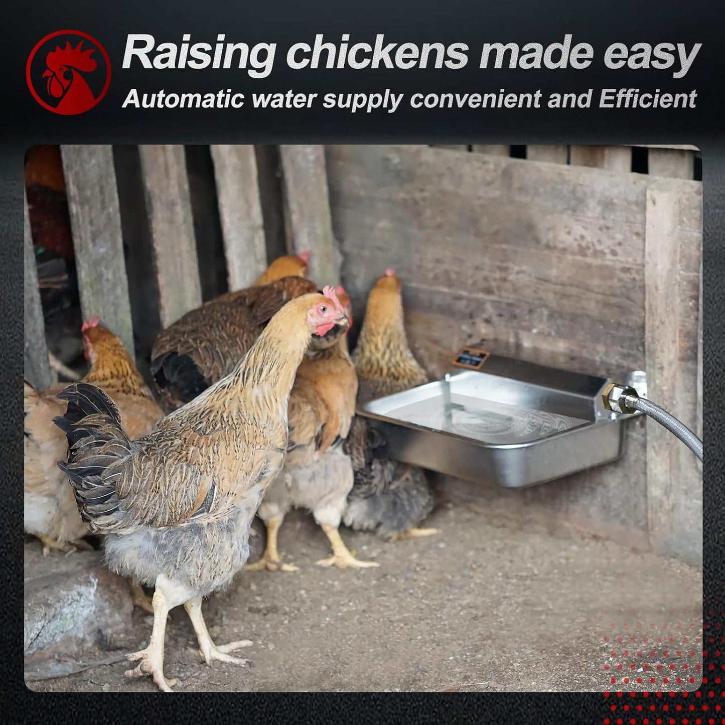 1Gal/3.8L Automatic Water Dispenser for Dogs, Patented Automatic Dog Waterer Bowl for Outdoor, Stainless Steel Water Bowl Dispenser for Livestock Chicken, Dog Feeder Fit 3/4'' GHT Faucet