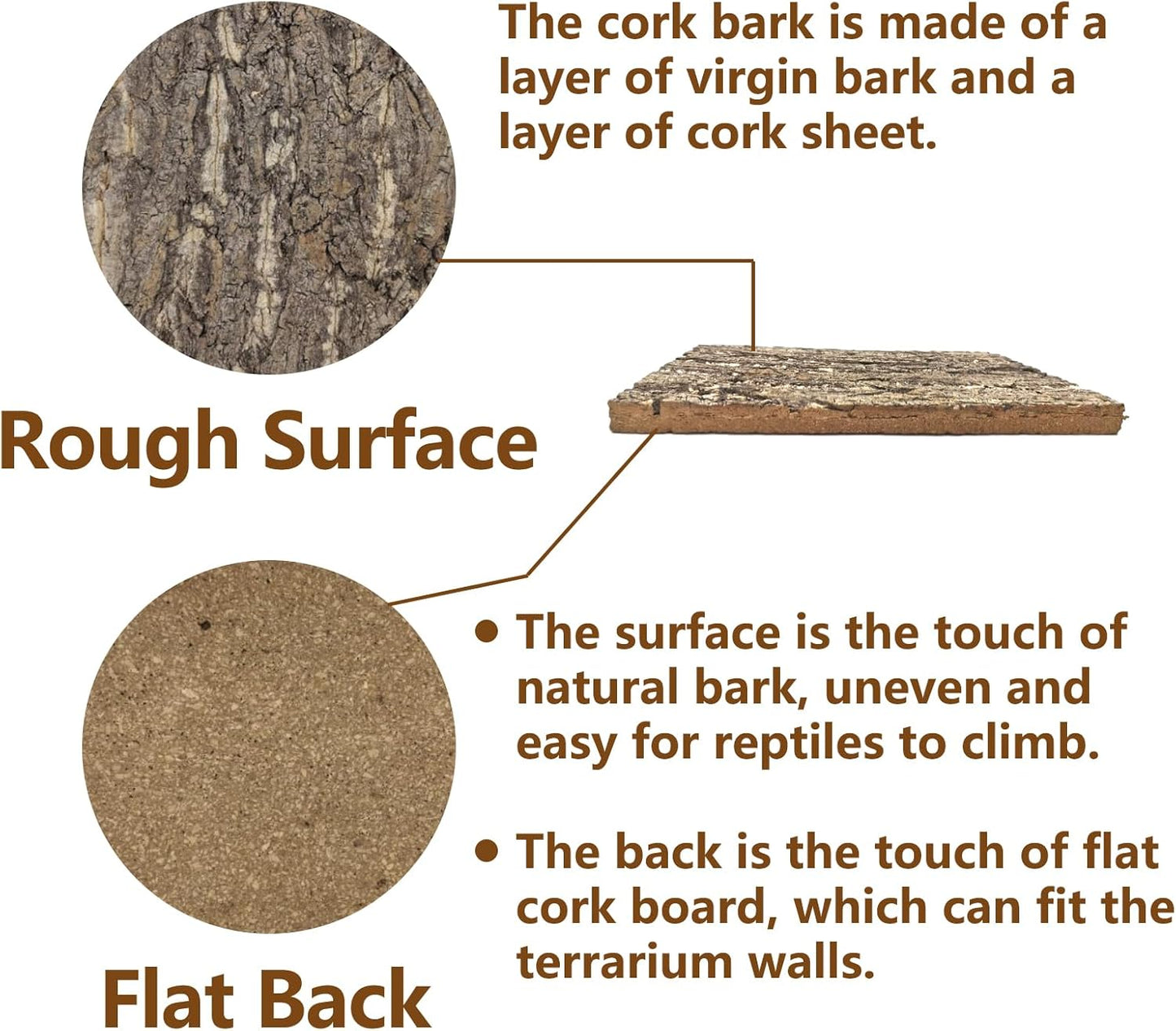 Tfwadmx 2Pcs Terrarium Cork Bark Background, 11.8"x11.8" Thickened Reptile Tank Tree Backdrop Wall Decor Habitat Climbing Mat Decoration for Lizard, Turtle, Gecko, Bearded Dragon, Frog, Chameleon