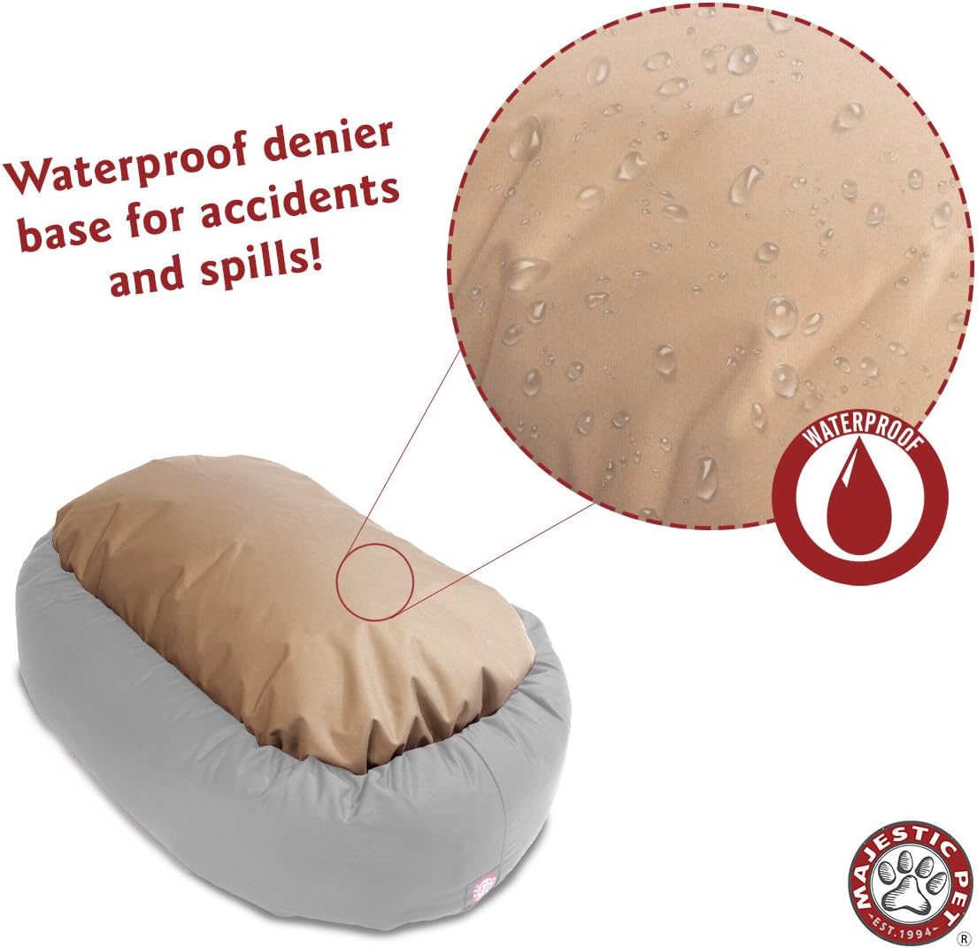 Majestic Pet 24 Inch Suede Calming Dog Bed Washable 24x19x7 (Inch) – Cozy Soft Round Donut Dog Bed with Spine Support for Dogs to Rest their Head - Round Pet Bed Small – Navy