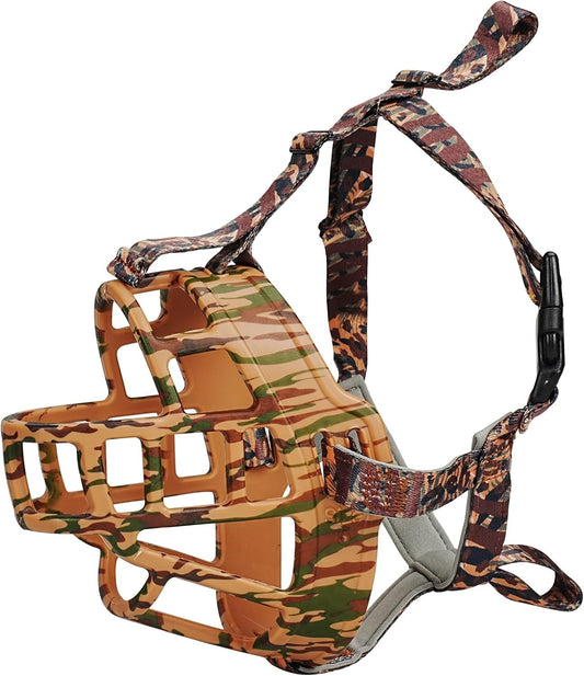 Basket Muzzle to Prevent Biting, Dog Muzzle for Large Medium Small Dogs Allows Panting Drinking Anti Chewing, Perfect for Grooming Trimming Training and Aggressive Reactive Dogs (Brown, Size 4)