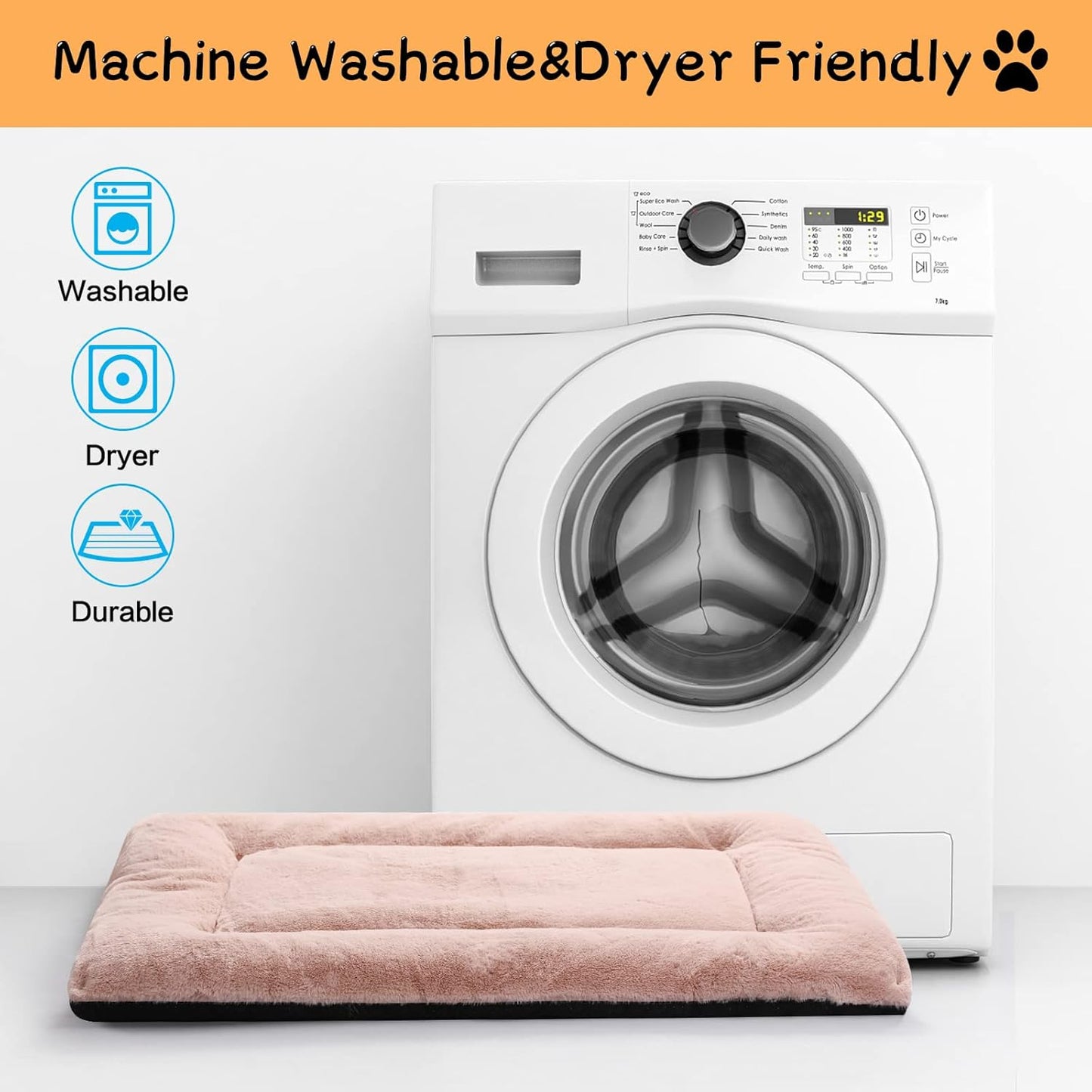 Dog Beds Crate Pad for Large Dogs Ultra Soft Dog Crate Bed Washable & Anti-Slip Kennel Pad for Dogs Cozy Sleeping Mat,Pink 42inch