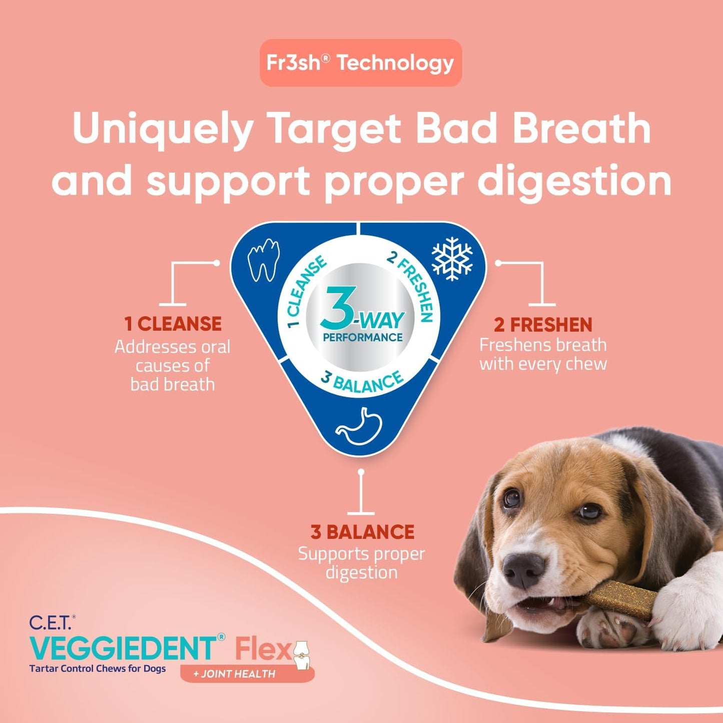 Virbac C.E.T. VEGGIEDENT Flex Tartar Control Chews for Dogs - Large