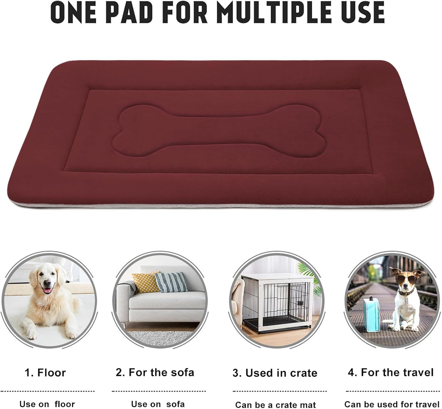 JoicyCo Extra Large Dog Bed Crate Mat 47 in Non-Slip Washable Soft Mattress Kennel Pads