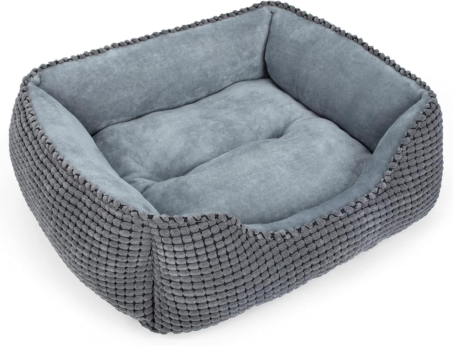 MIXJOY Dog Beds for Medium Dogs Washable, Rectangle Pet Bed Medium Size Dog, Orthopedic Sleeping Pet Sofa Bed, Soft Calming Cat Beds for Indoor Cats, Anti-Slip Bottom with Multiple Size (25'', Grey)