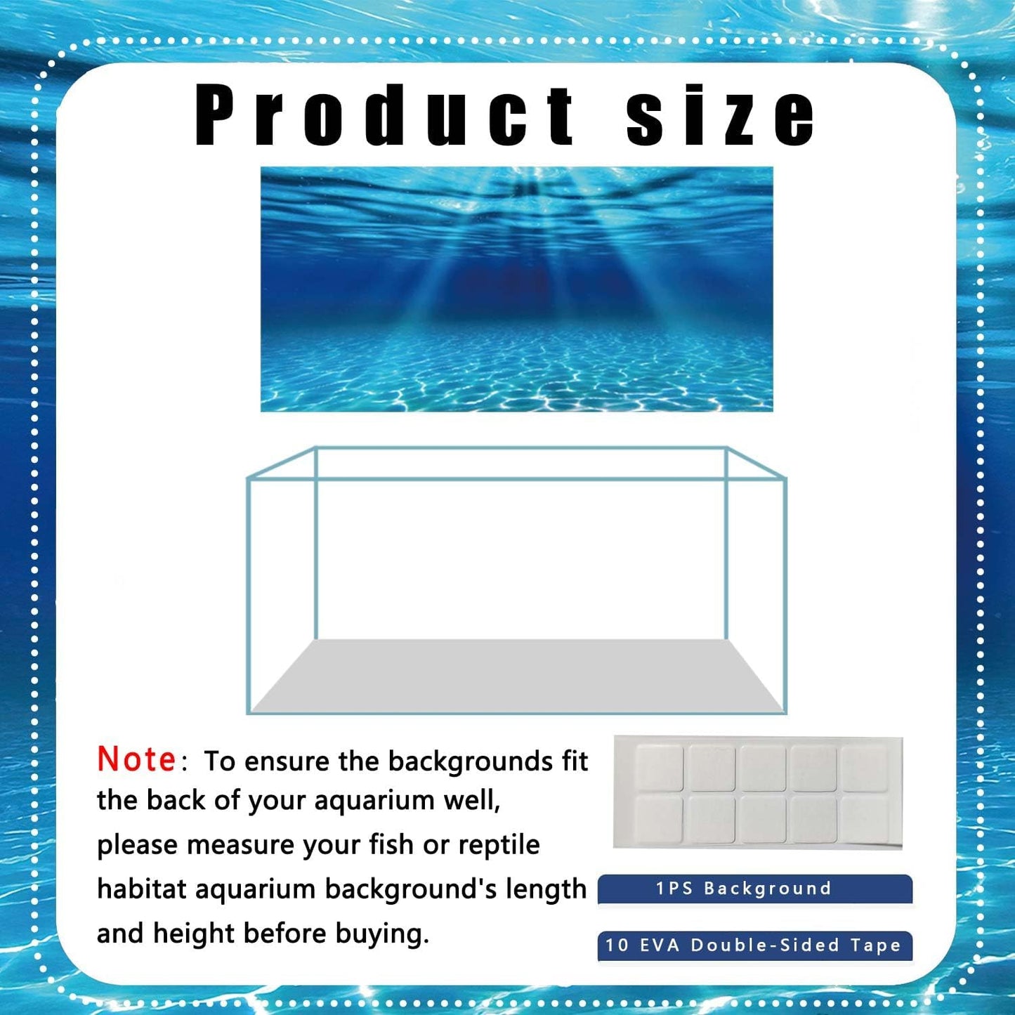 Natural Undersea Aquarium Background, Underwater Ocean Sunlight Fish Tank Background 48X18IN with 8 EVA Double-Sided Tape