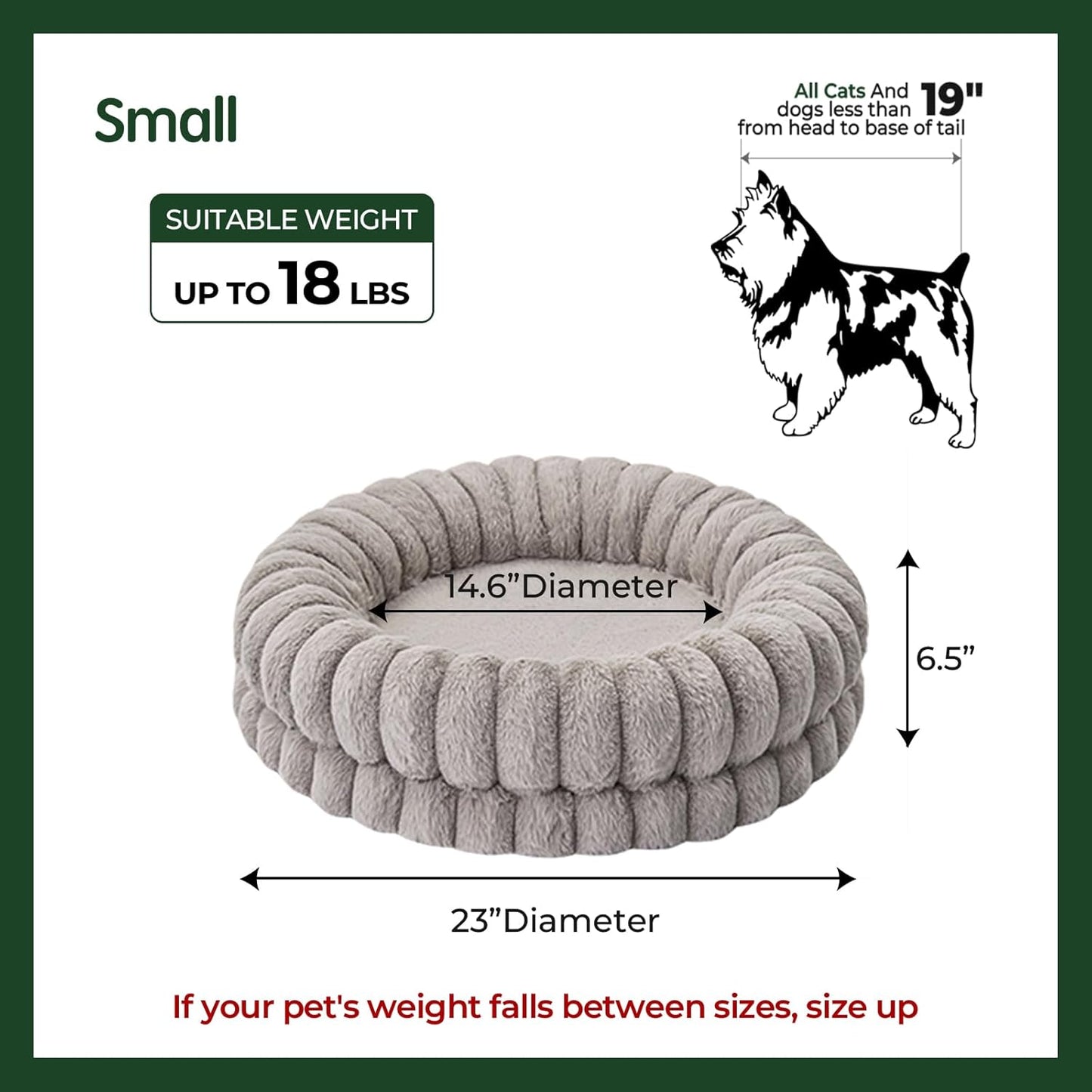 BALANCE Luxury Donut Dog Bed, 23 Inches Round Dog Beds for Small Dogs Washable, Orthopedic Calming Pet Bed for Puppy and Cats with Anti-Slip Bottom, Oatmeal