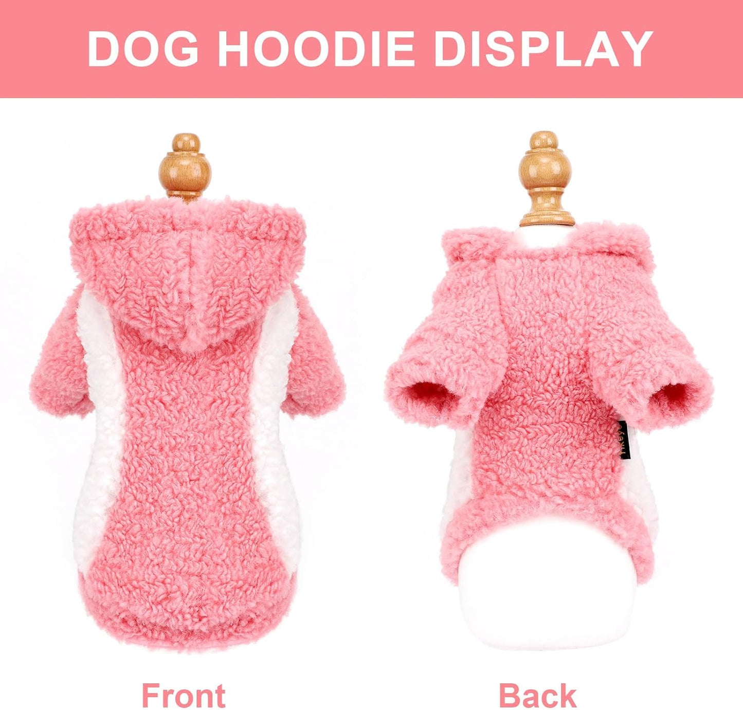 YIKEYO Dog Hoodie Pet Clothes Sweater with Hat Soft and Warm Cold Weather for Small Patchwork Hood(Pink, XS)