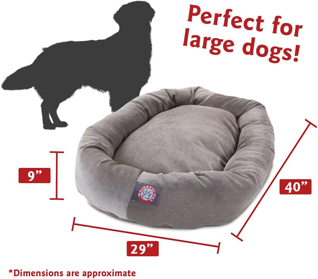 Majestic Pet Villa 40 Inch Shredded Memory Foam Dog Bed for Large Sized Dogs 40x29x9 Inch–Orthopedic Dog Bed with Removable Washable Cover-Washable Large Pet Bed with Head Support-Vintage