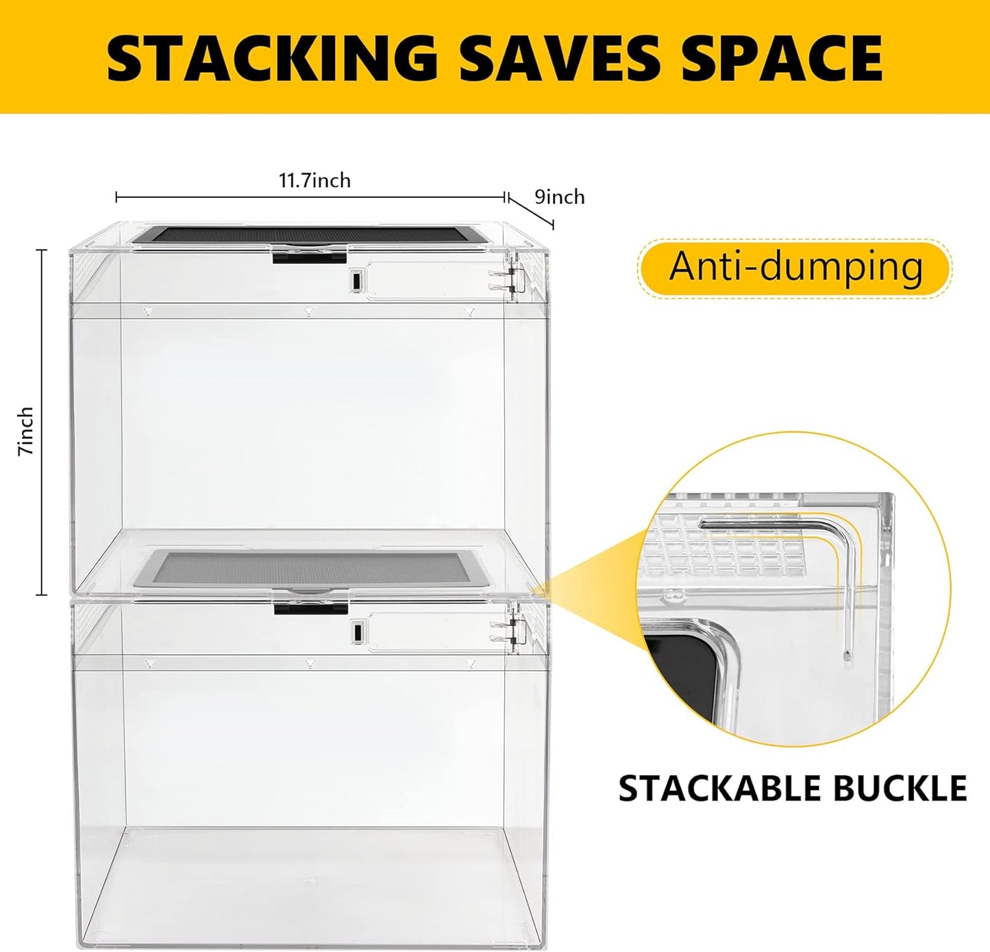 Reptile PC Terrarium,Anti Breakage 15x8x10inch Amphibians Insect Tank Gecko Starter Kits,Top Sliding Door Screen Ventilation Mini Isopod Habitat Cages,Hygrometer Thermometer,Hide Cave,Tweezer,Sprayer