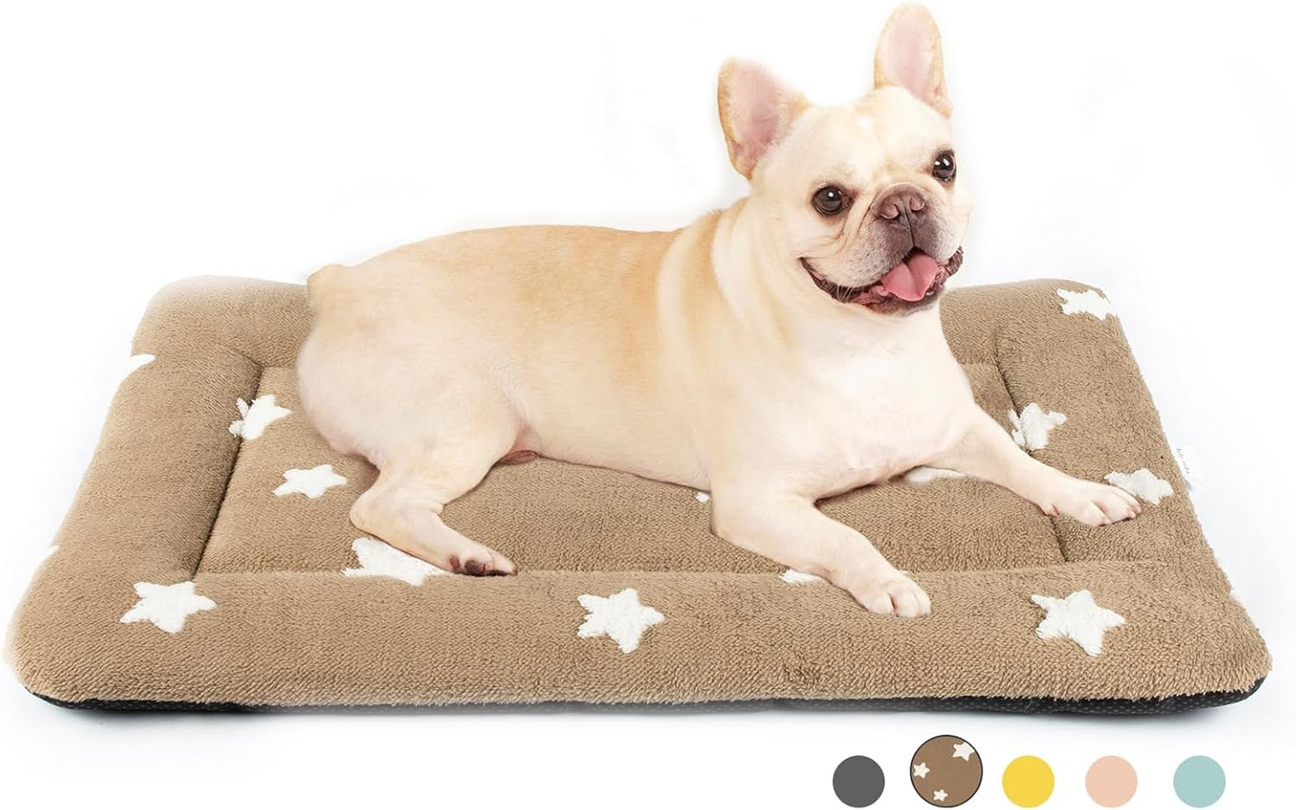 Mora Pets Dog Crate Pad Kennel Dog Bed Mat for Medium Dogs Washable Cute Star Pet Bed for Cage Ultra Soft Flat Puppy Cat Kitten Cushion for Sleeping Anti-Slip Brown 30 x 19
