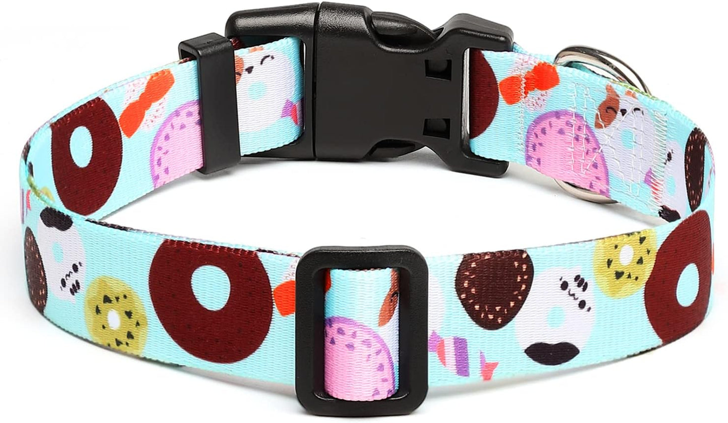 Mercano Adjustable Dog Collar - Special Design Patterns, Soft Nylon Comfortable Durable Pet Collar for Small Medium Large Dogs (M, Blue Cookie)