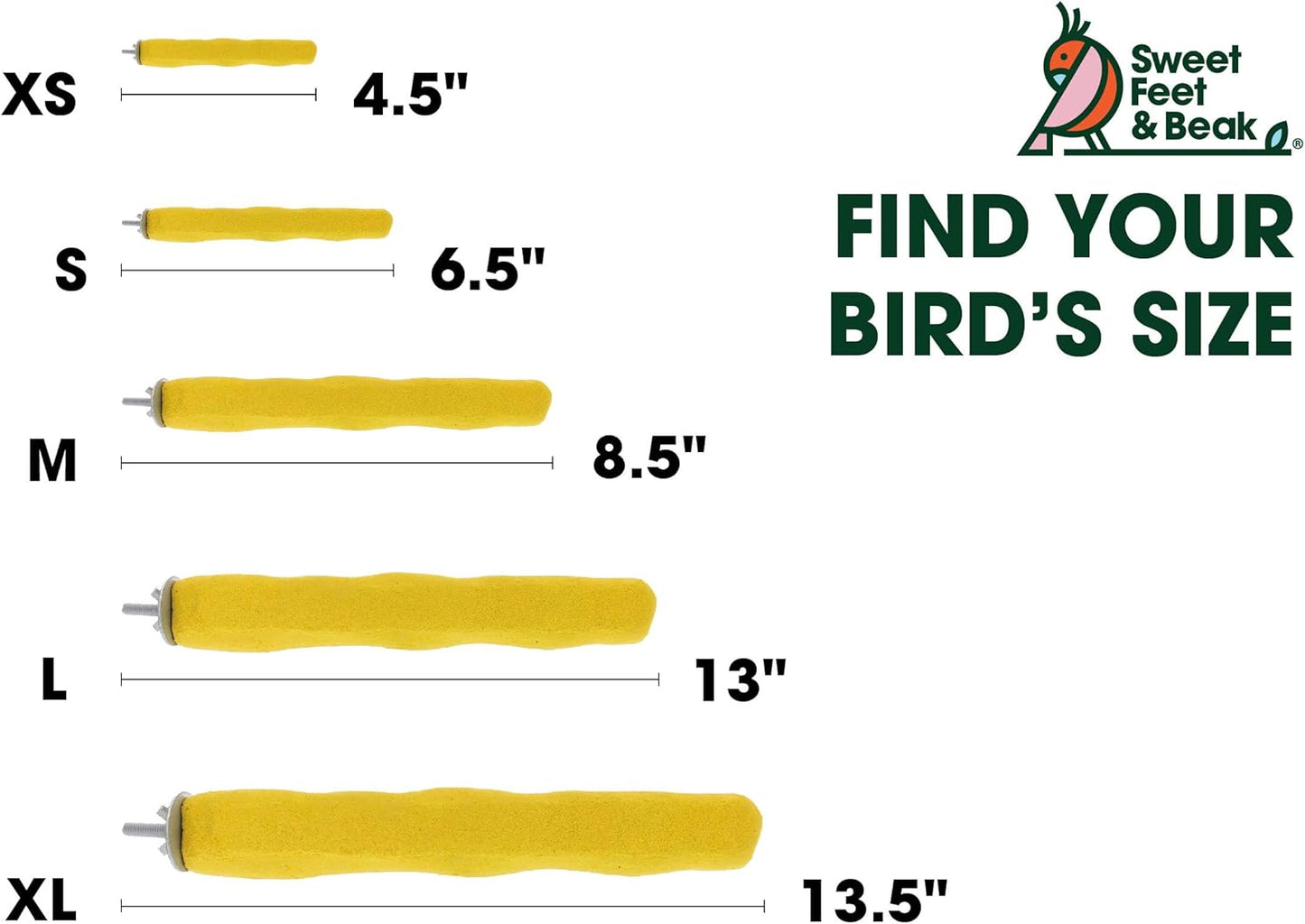 Comfort Grip Safety Perch for Bird Cages - Pedicure Perch for Birds to Keep Nails and Beaks in Top Condition - Safe Easy to Install Bird Cage Accessories - XL 13.5"