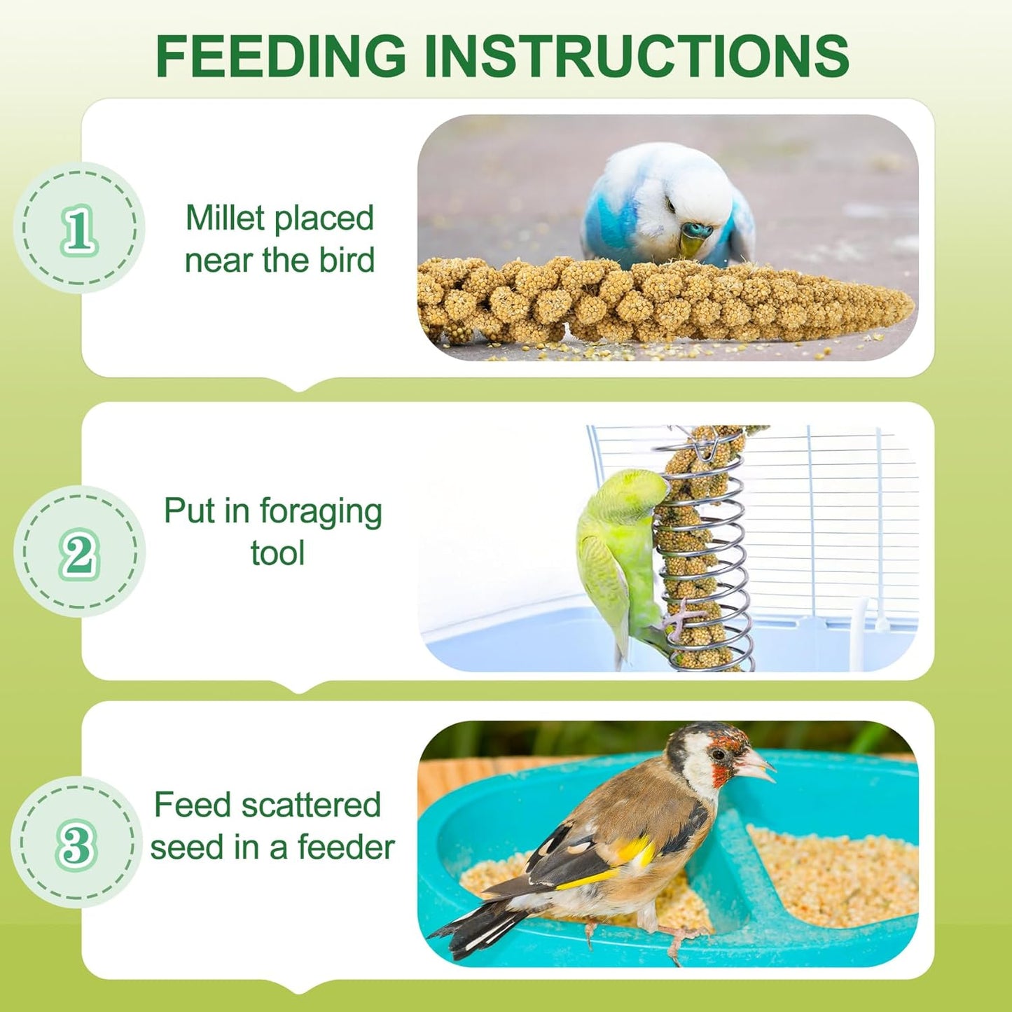 2LB Spray Millet Bird Treat for Parakeets, Natural Sun-Dried Birds Millet Spray for Parrots, Finches, Cockatiel, Budgie & Hamster, Bird Food Bulk