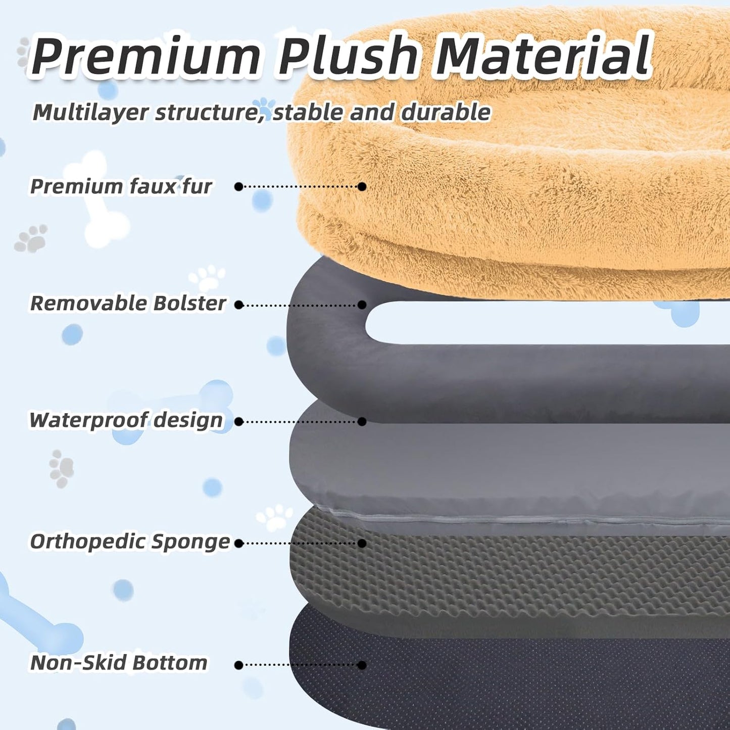 Human Dog Bed, 71''x45''x12'' Size Fits You and Pets, Washable Faux Fur Pet Bed for People Doze Off, Napping Orthopedic Dog Bed, Present Plump Pillow, Blanket, Strap - Pumpkin