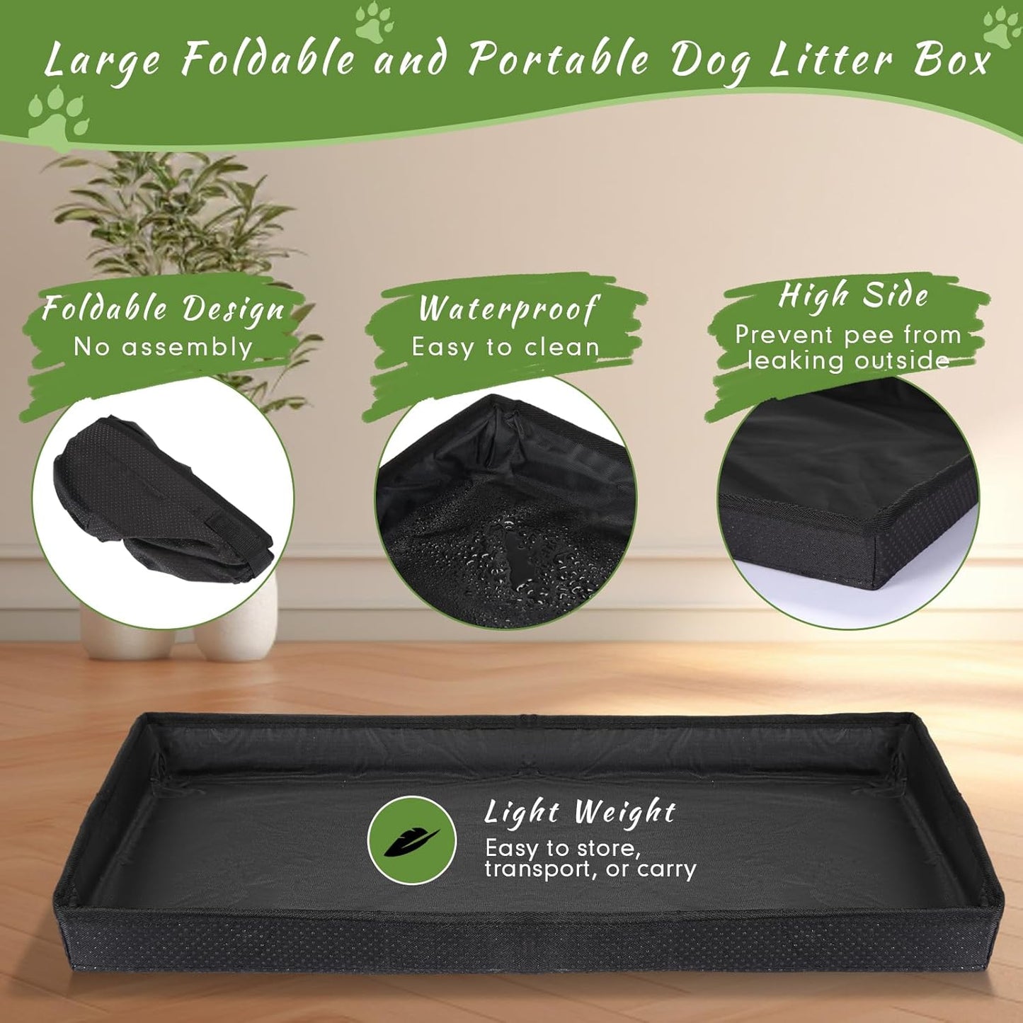 35'' x 22.6'' Dog Grass Pad Large Patch Potty with 2 Artificial Dog Grass Washable Puppy Pee Pad Foldable Dog Litter Box Indoor Outdoor Dog Potty Portable Pet Loo for Travel Balcony