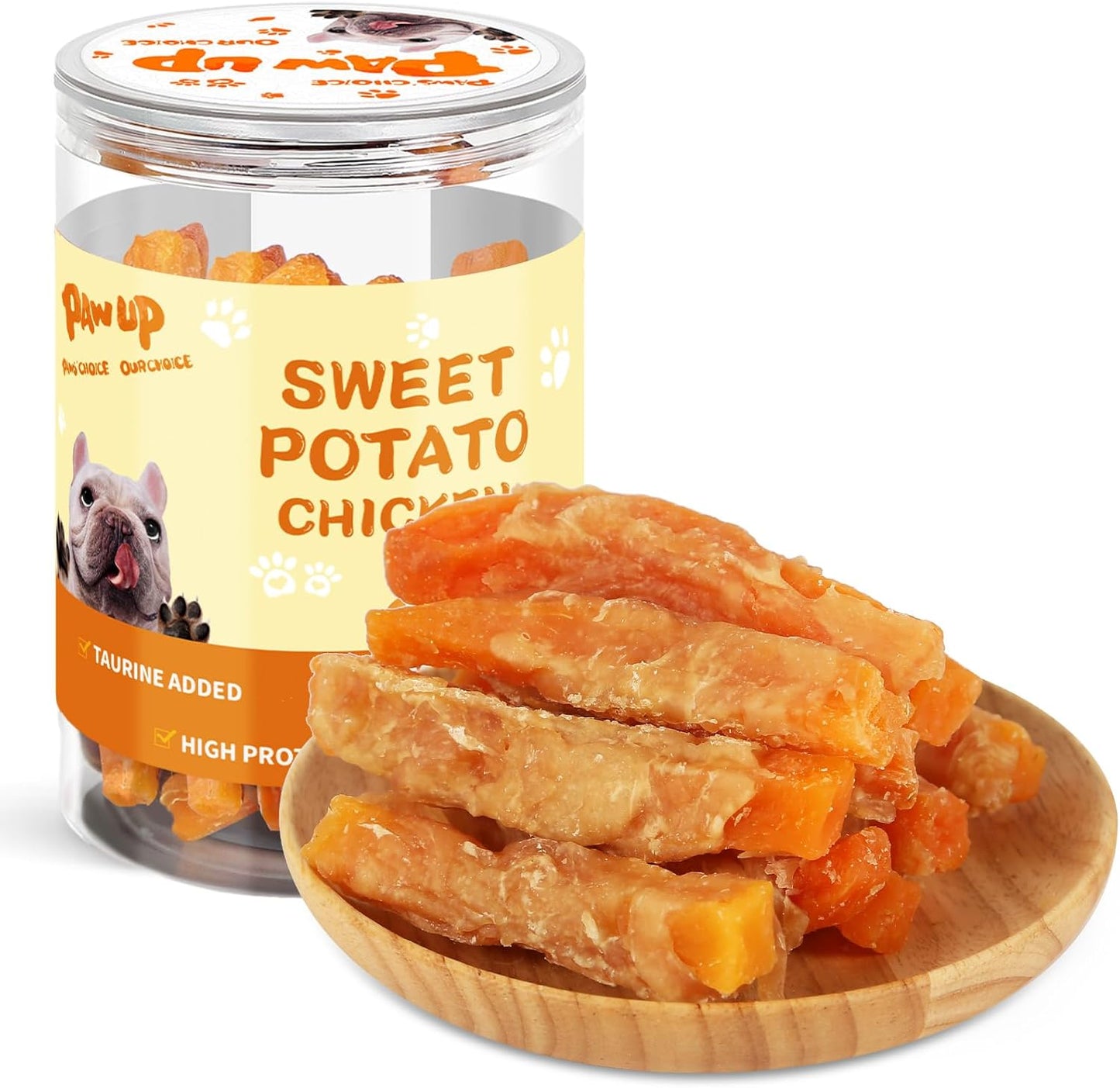 PAWUP Dog Treats Chicken Jerky Wrapped Sweet Potato, Natural Ingredients w/Taurine, Grain Free Dog Treats, 12.5 oz