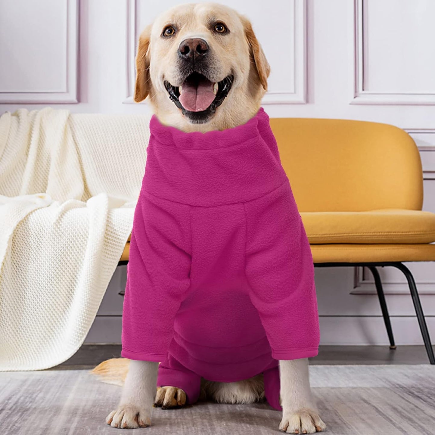 ROZKITCH Pajamas for Large Dogs, Pet Windproof Warm Cold Weather Jacket Vest Cozy Jumpsuit Apparel Outfit Clothes for Small Medium Large Dog Walking Hiking Sleep Pink L