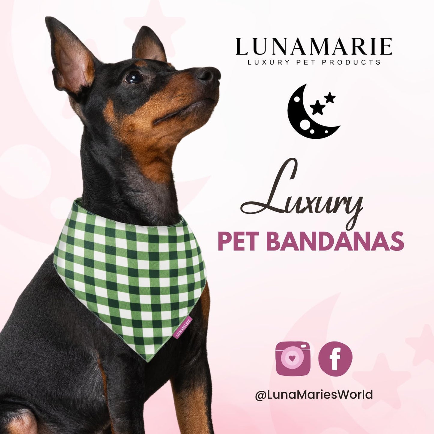 LunaMarie - Luxury Pet Birthday Bandanas -Premium & Silky Poly Fabric | 100% Handmade | Custom Shape Dual Layered (Olive, X-Small)