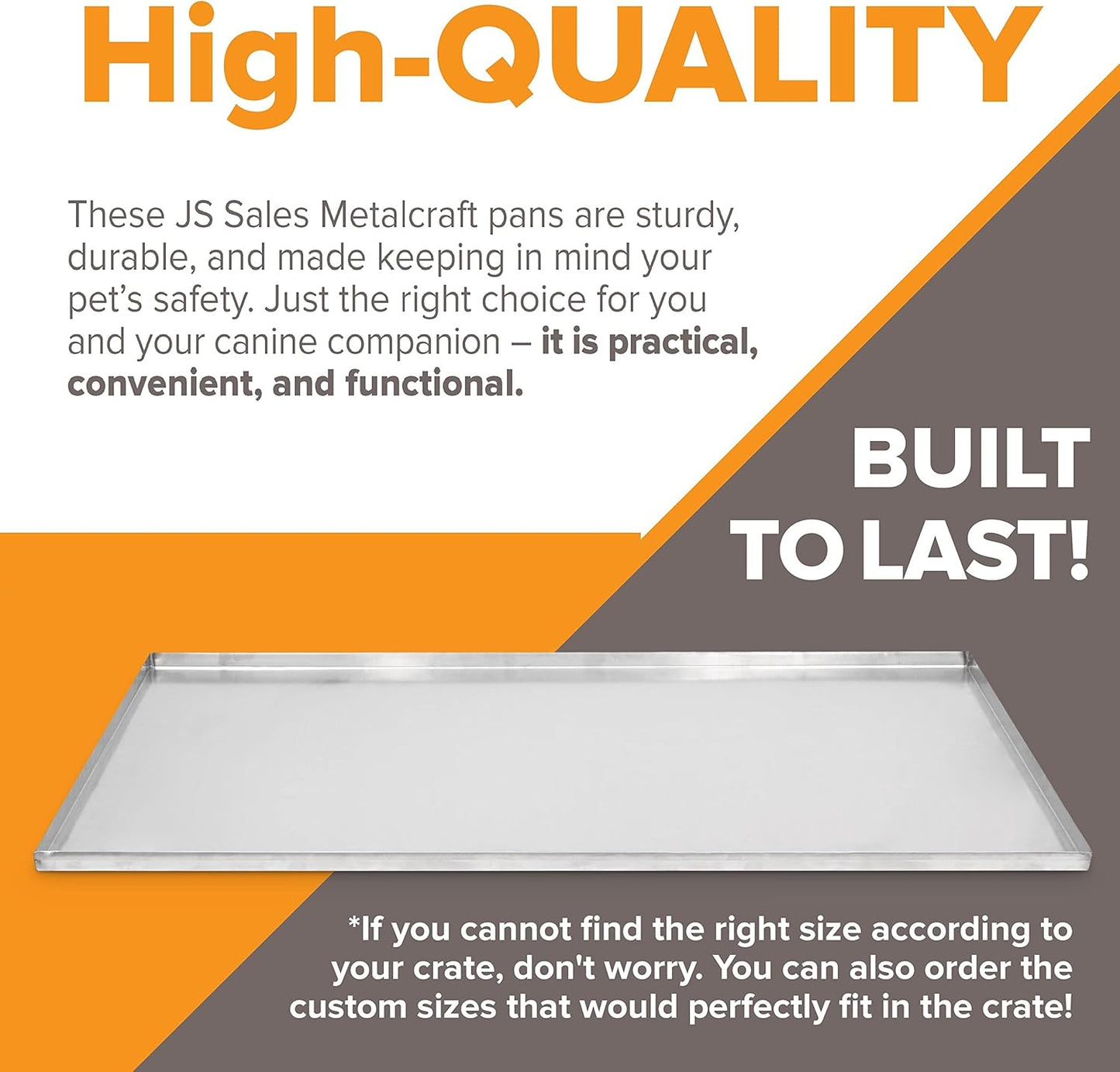 40.38" x 24.25" Metal Replacement Dog Crate Pan Chew Proof Crack Proof Pet Kennel Tray Central Dog Training Crate Pan Pet Supplies, Stainless Steel, 1" H