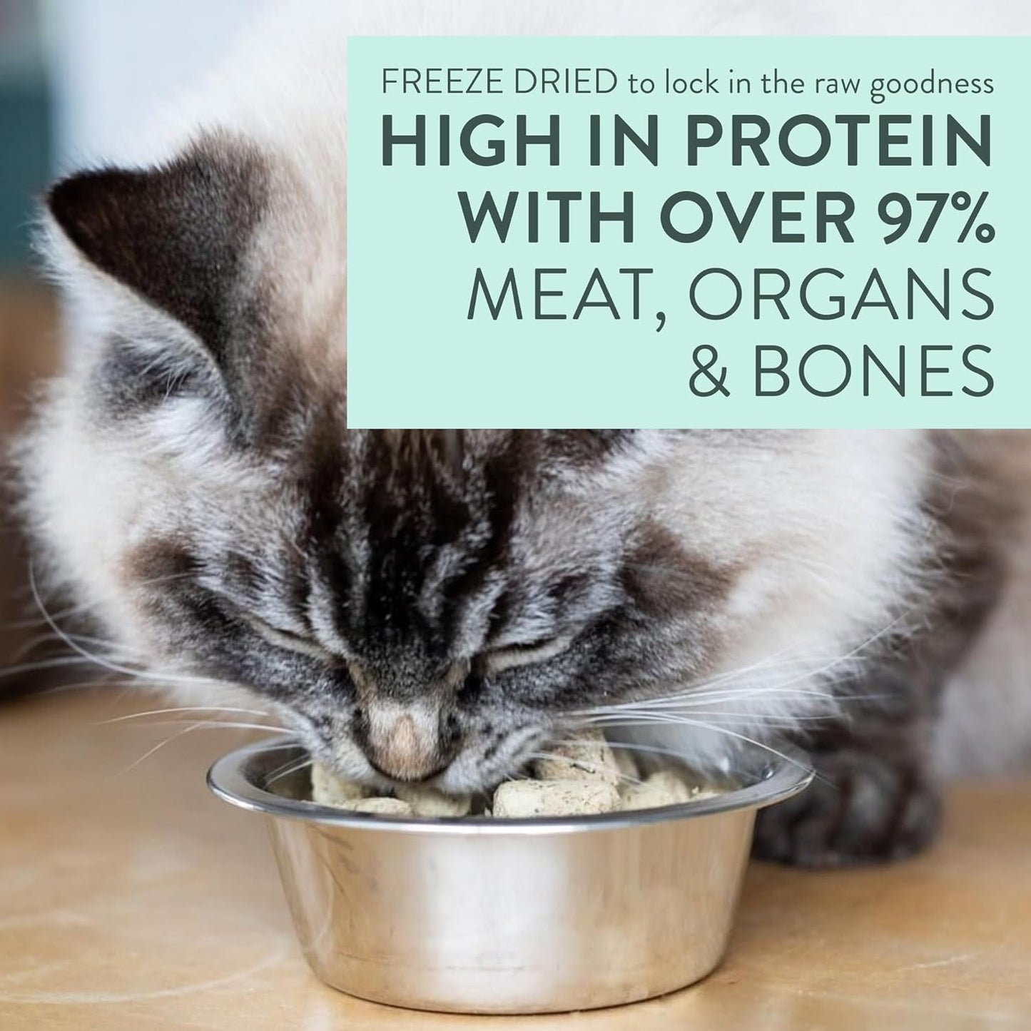 Meow Freeze Dried Cat Food - Lamb & Hoki Recipe, High Protein Cat Treats, Meals & Toppers, Dry Cat Food,1.76 oz